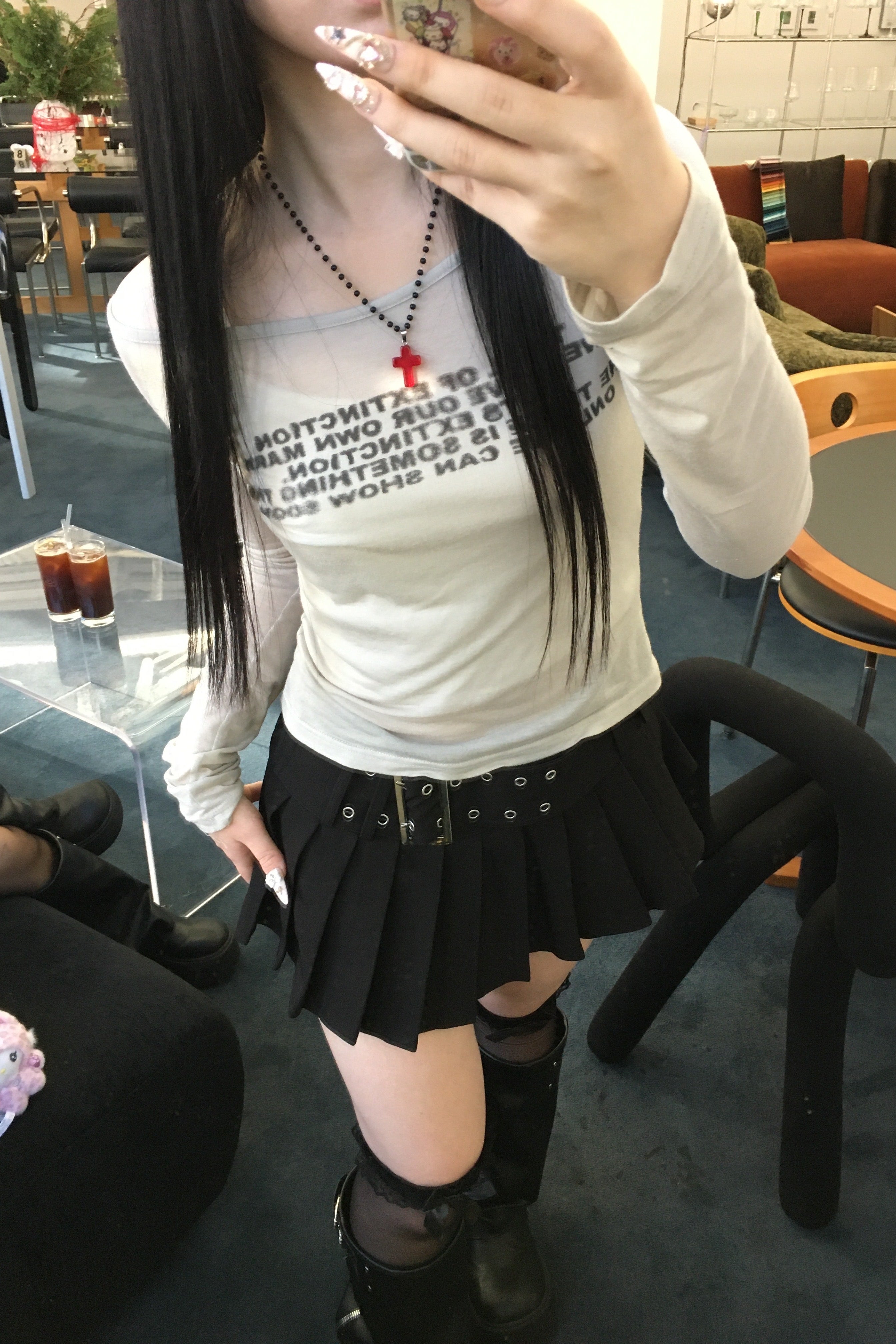 ワイドベルトプリーツミニスカート KR13618