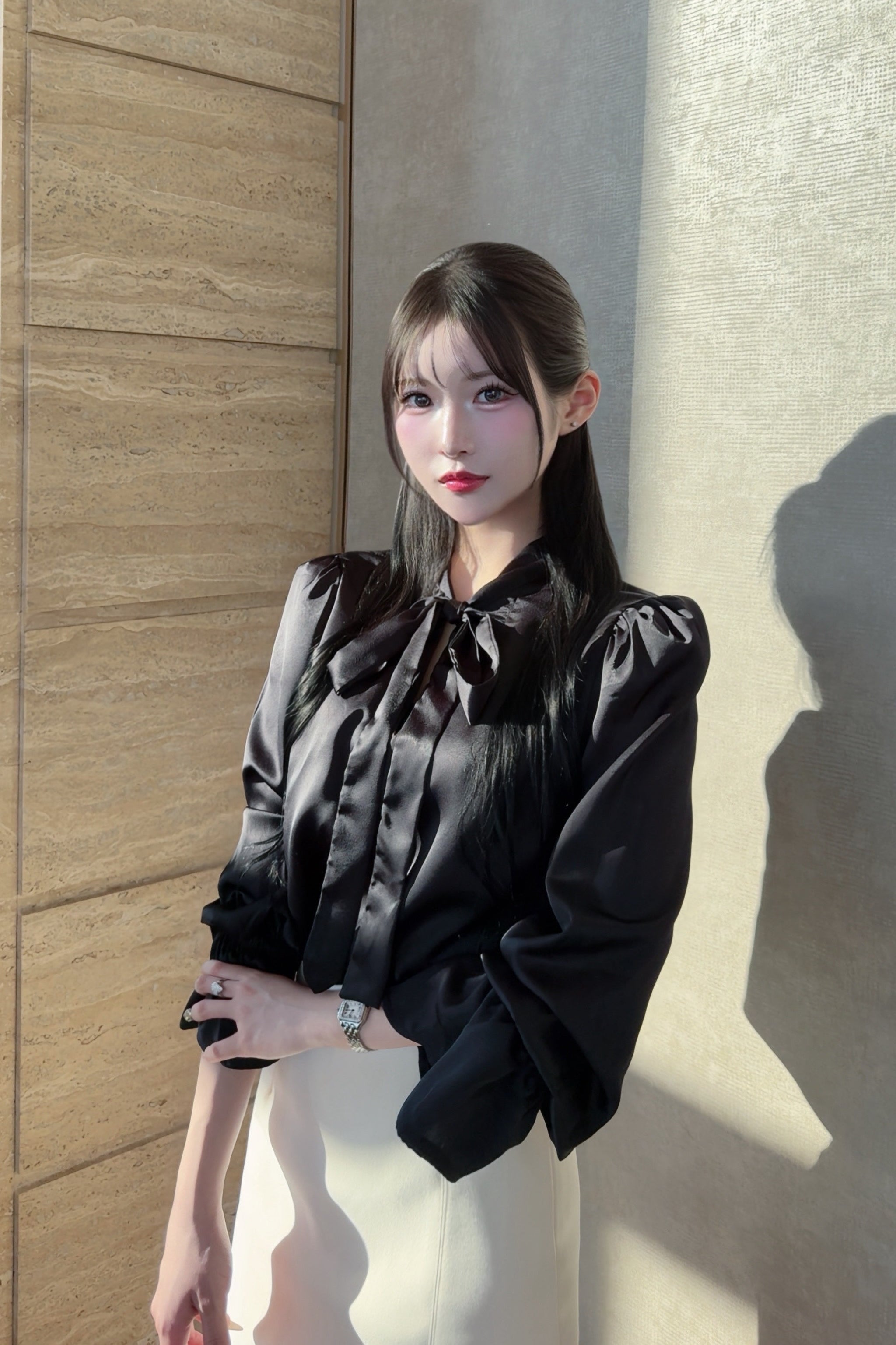 サテンリボンブラウス KR12835