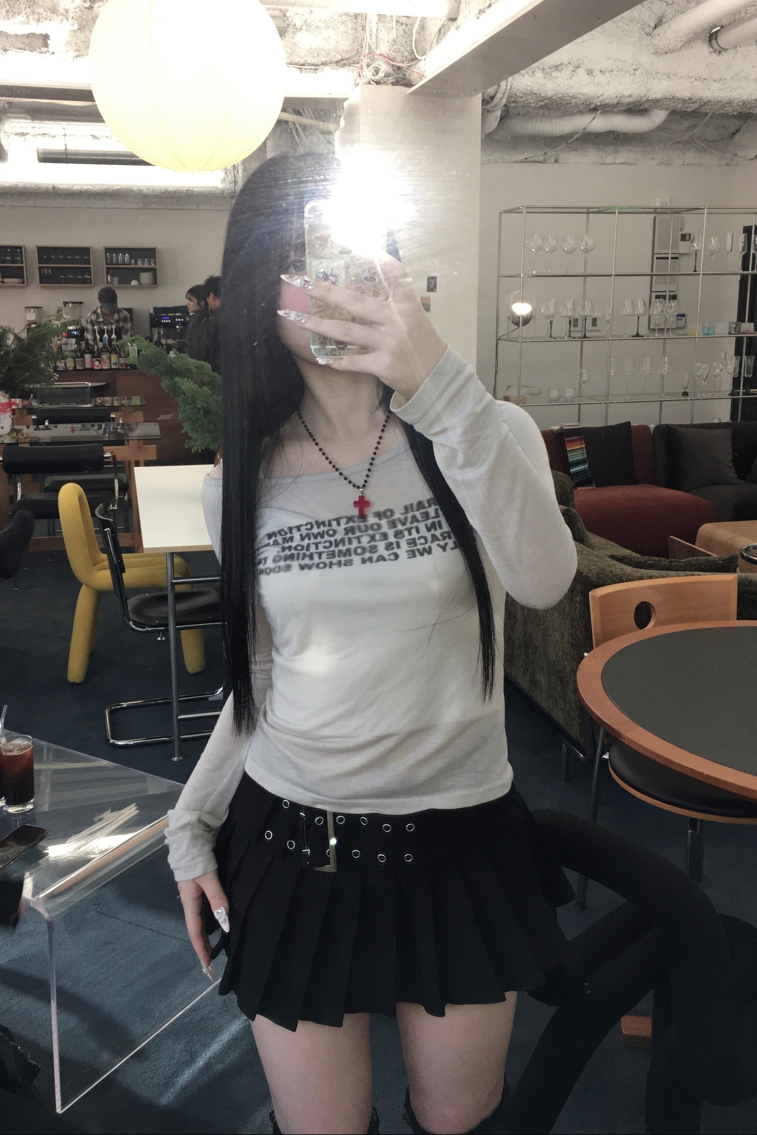 ワイドベルトプリーツミニスカート KR13618