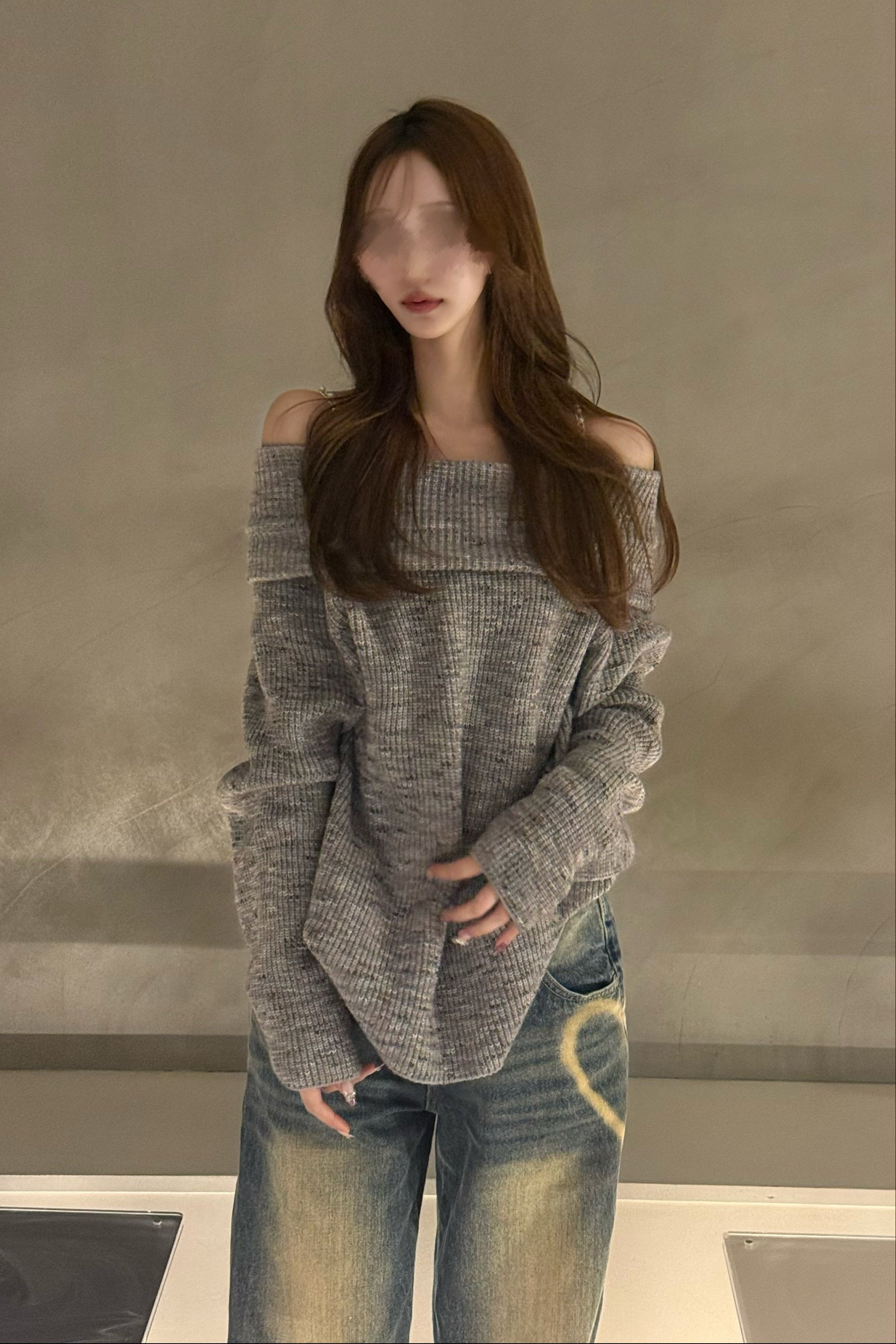 オフショルシンプルニット KR13593