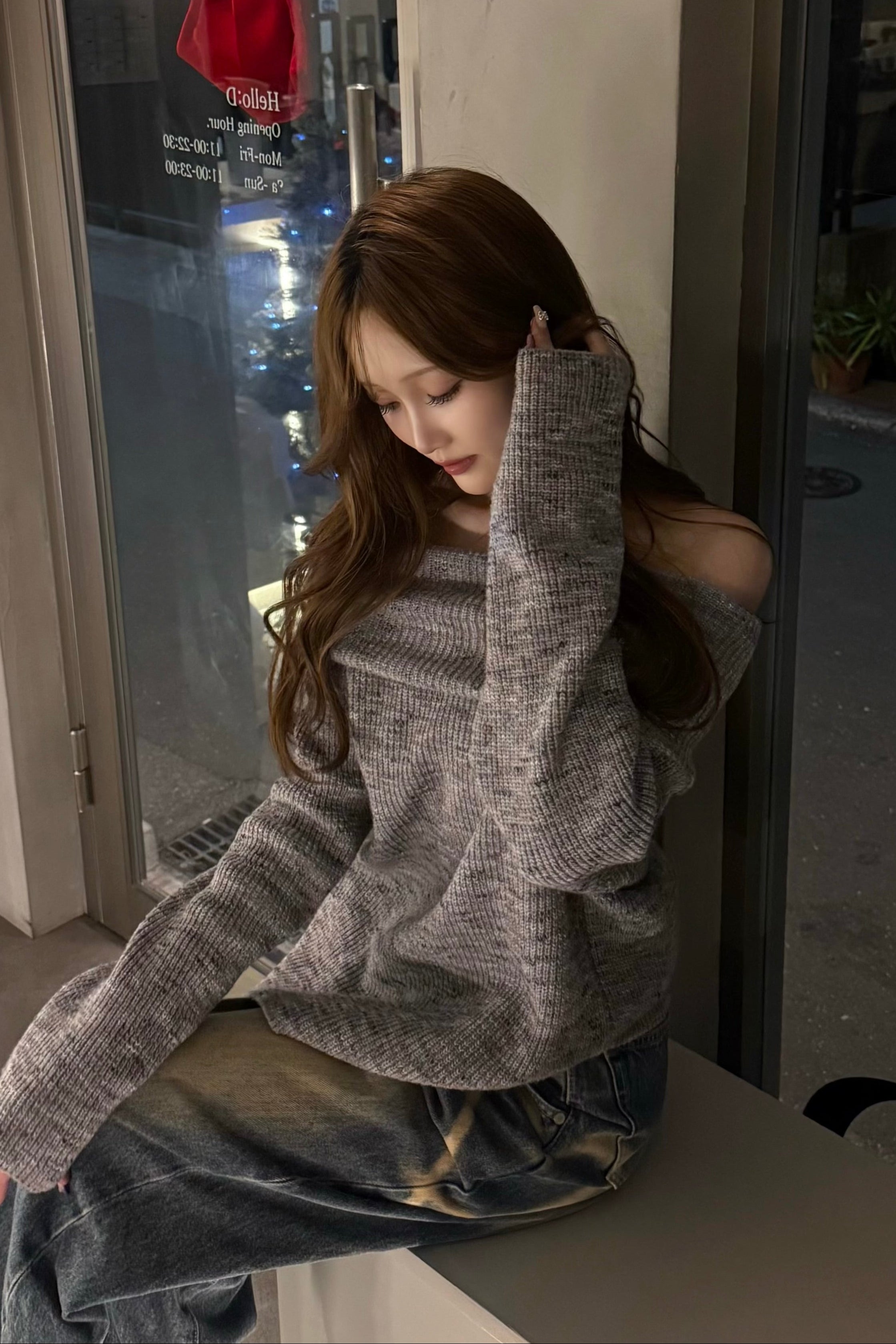 オフショルシンプルニット KR13593