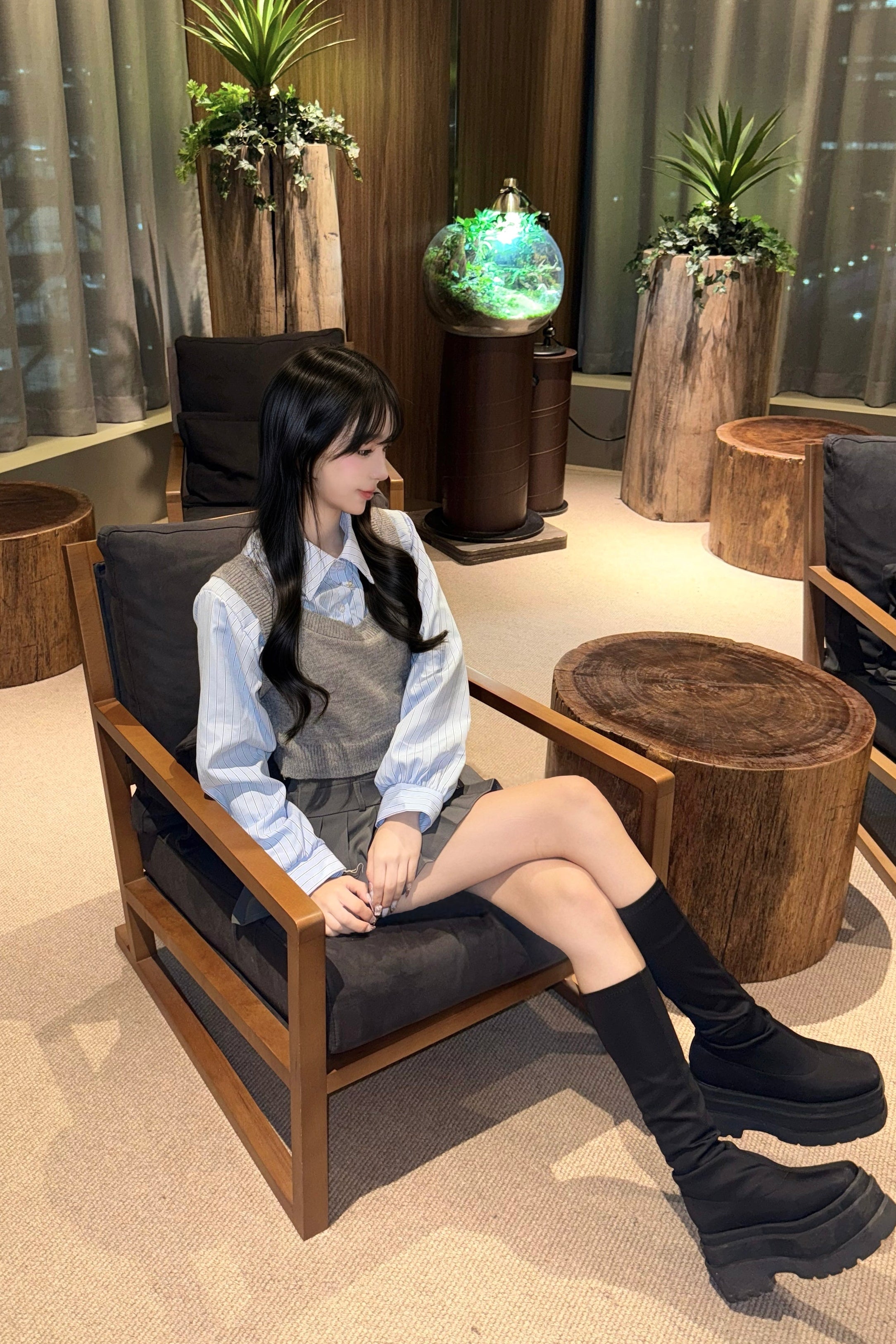 ニットベストドッキングシャツ KR13902