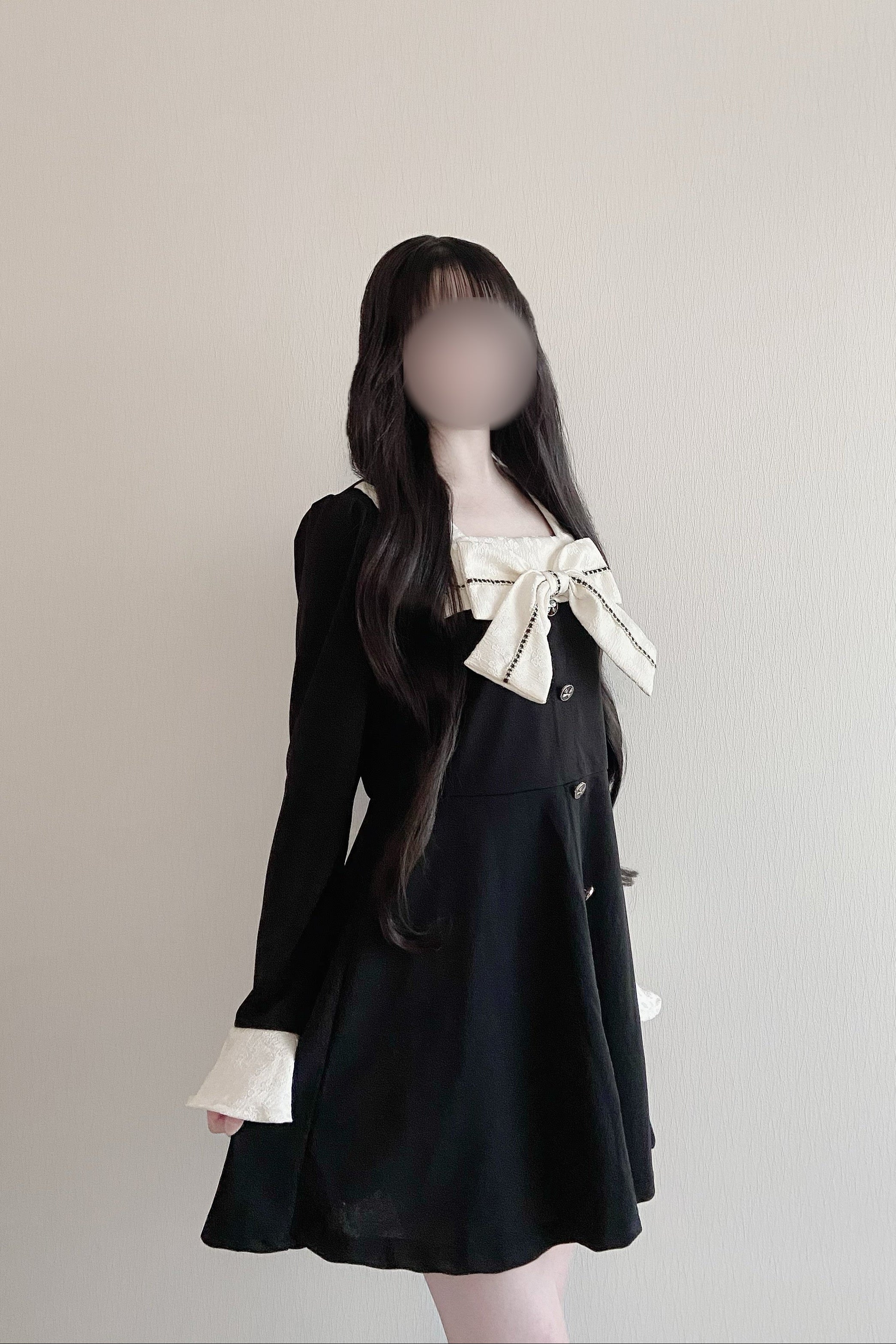 リボンカラークラシカルミニワンピース KR14018