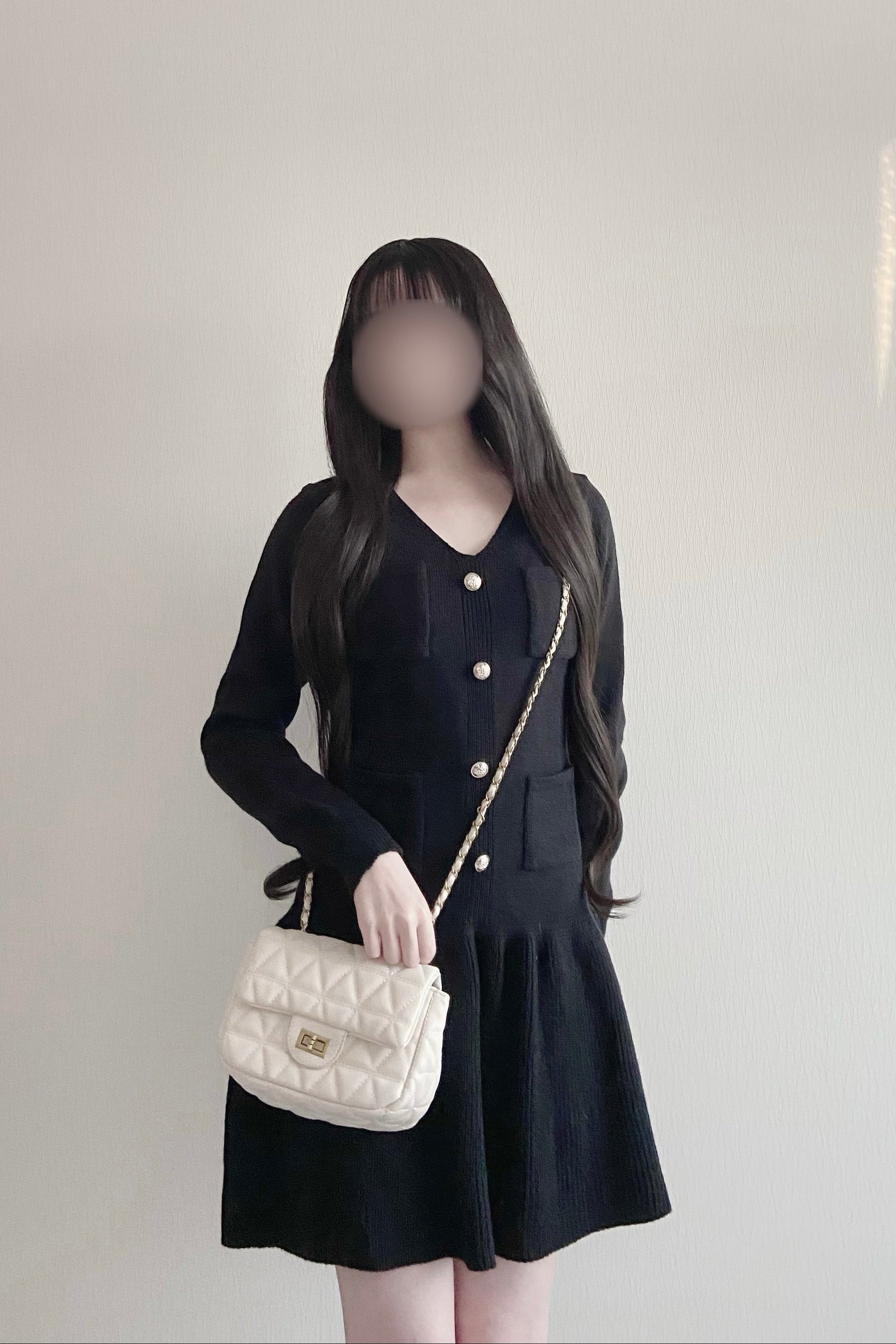 フロントボタンスリムフレアワンピース KR14017