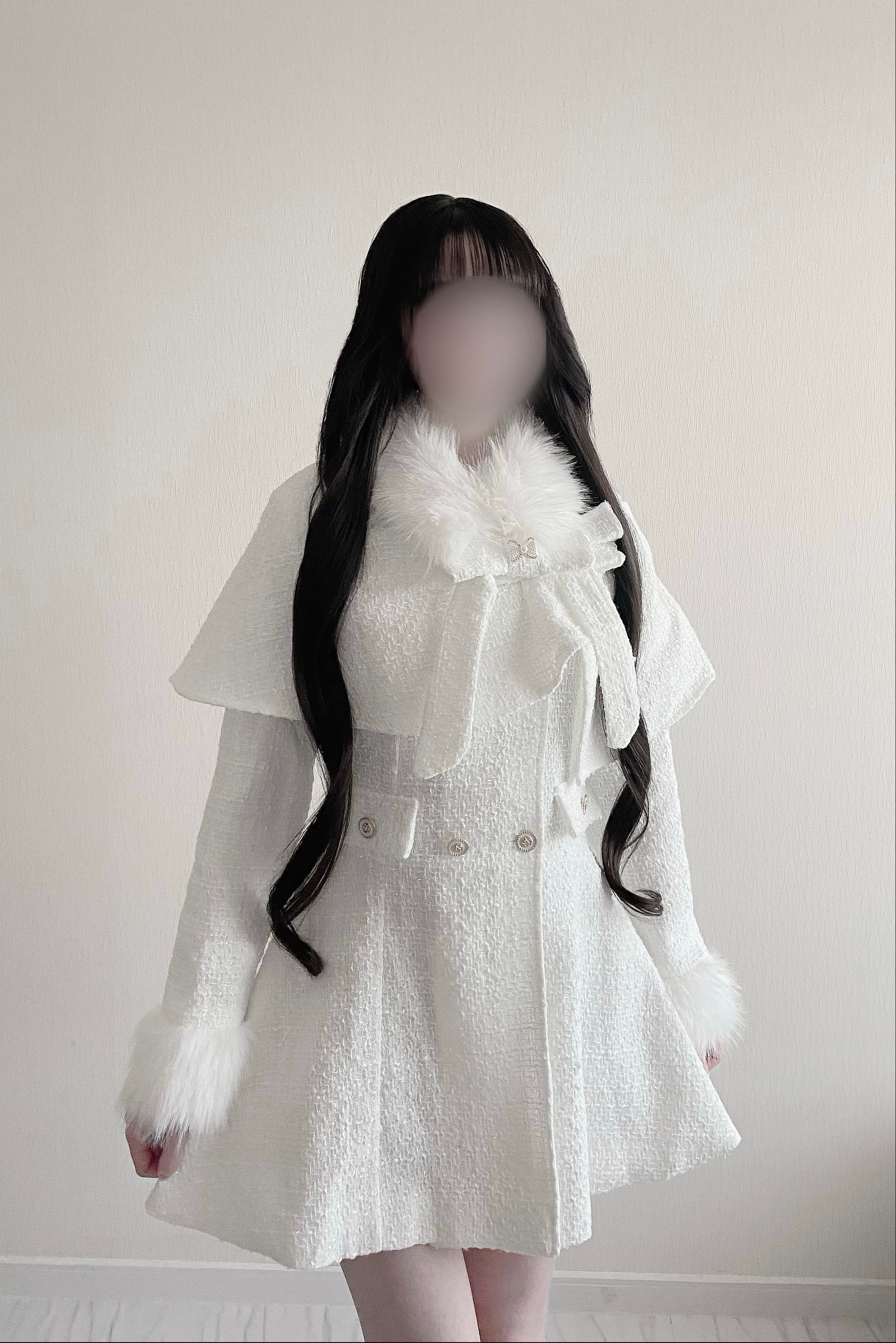 ファーリボンツイードコート KR30448