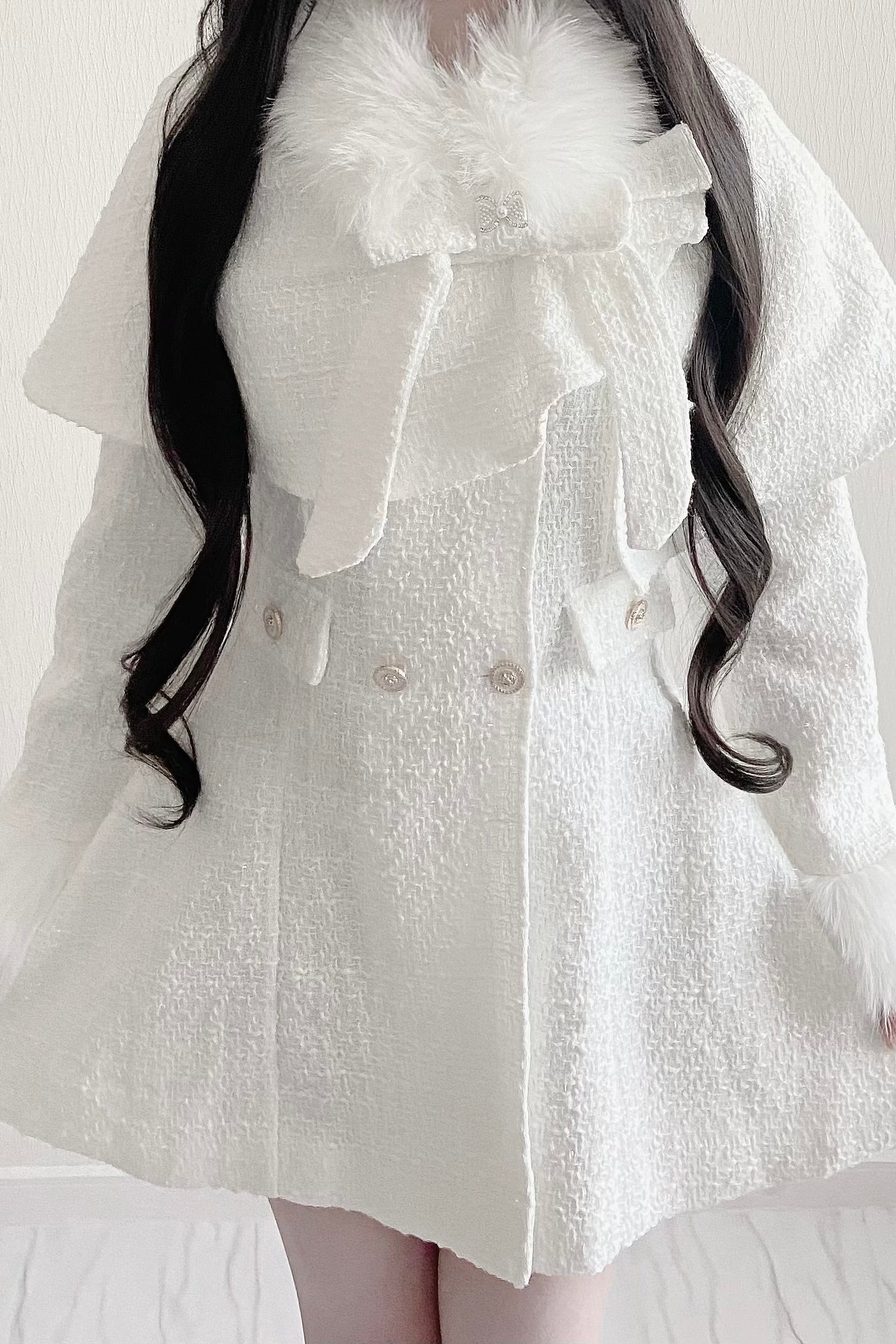 ファーリボンツイードコート KR30448