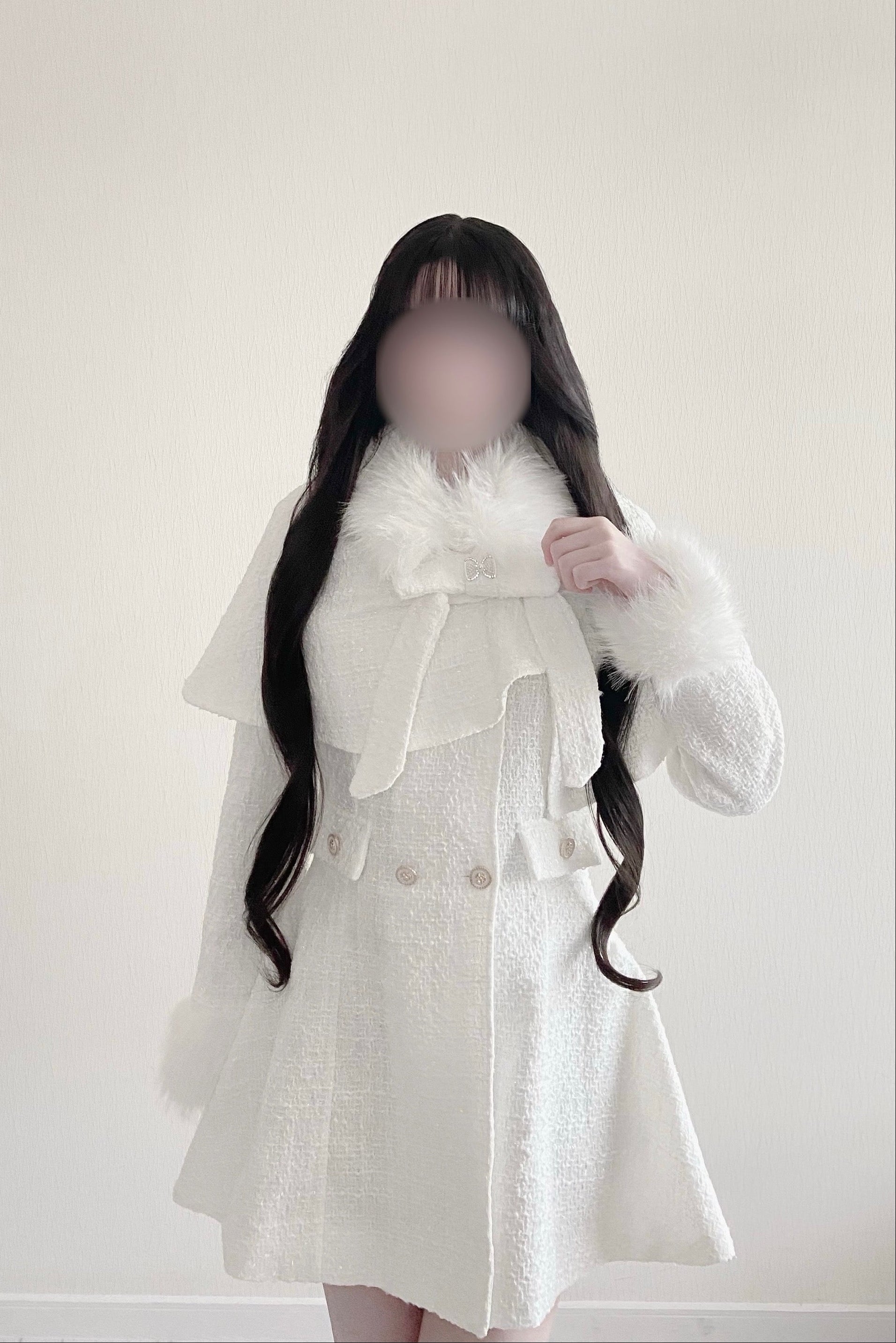 ファーリボンツイードコート KR30448