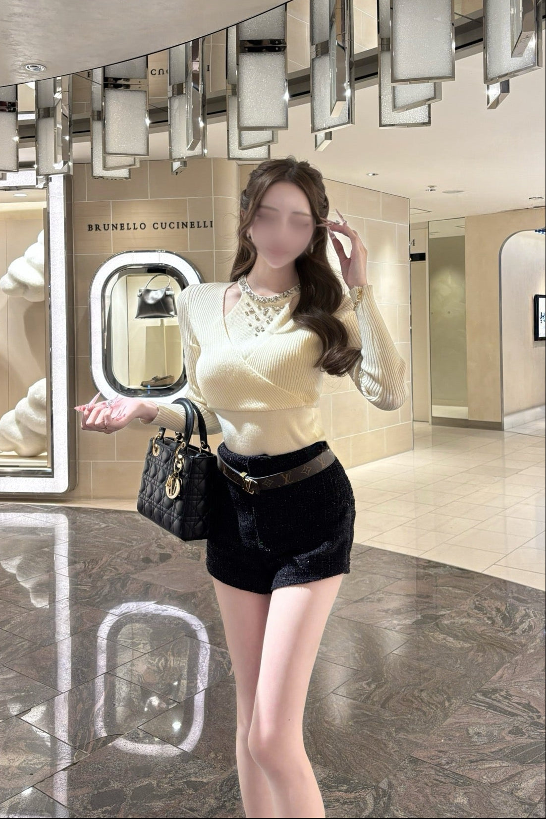 ビジューリブニットトップス KR14081