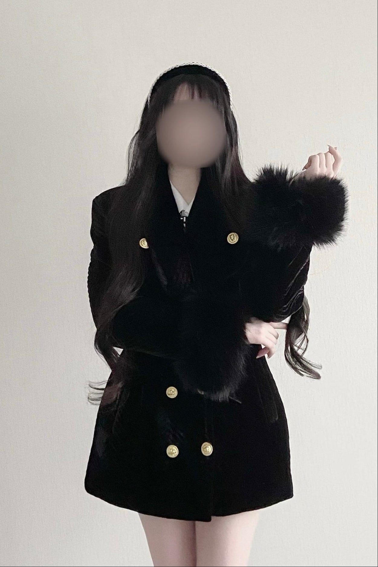 ベルベットシェブロンダブルコート KR30445