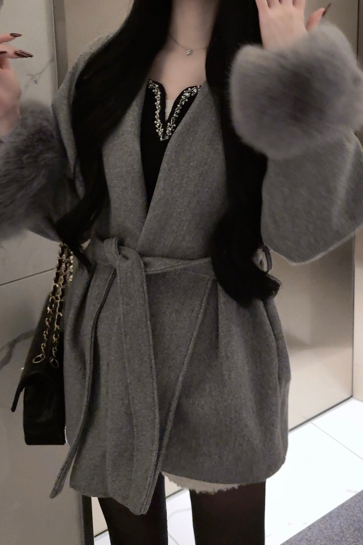 ラグジュアリースリーブファーコート KR30387