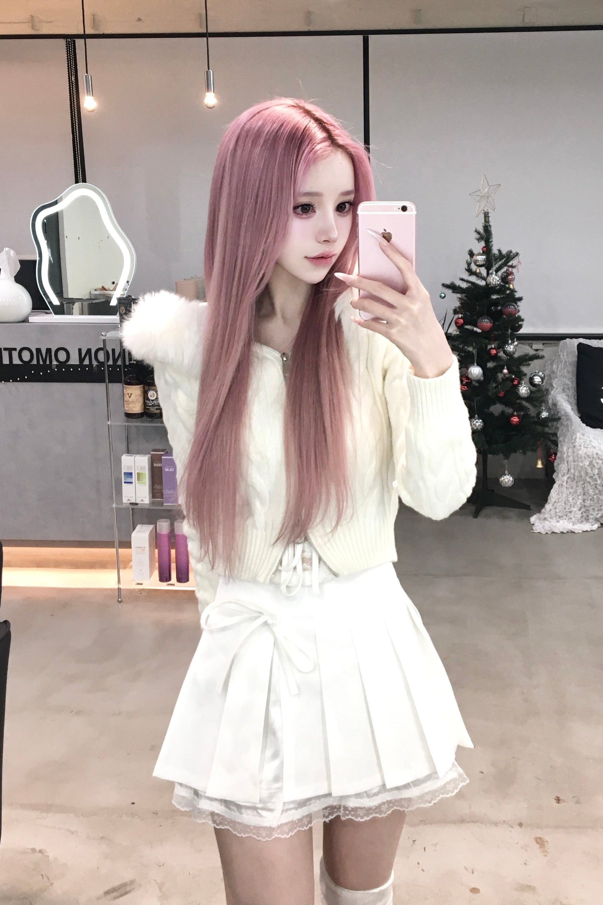 リボンレースプリーツスカート KR13424