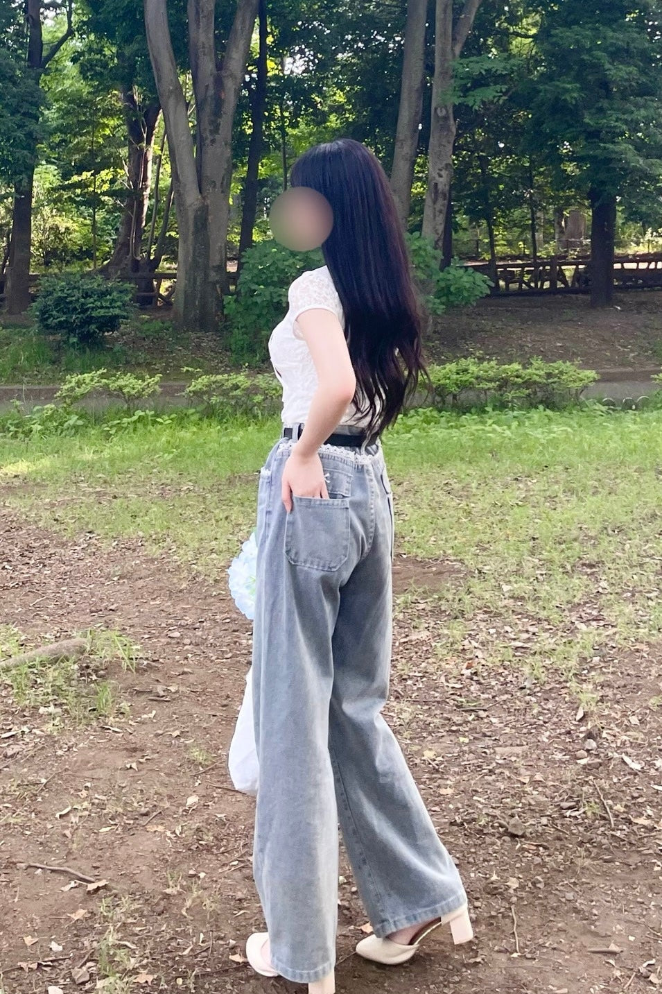 レースデザインデニムパンツ KR14392