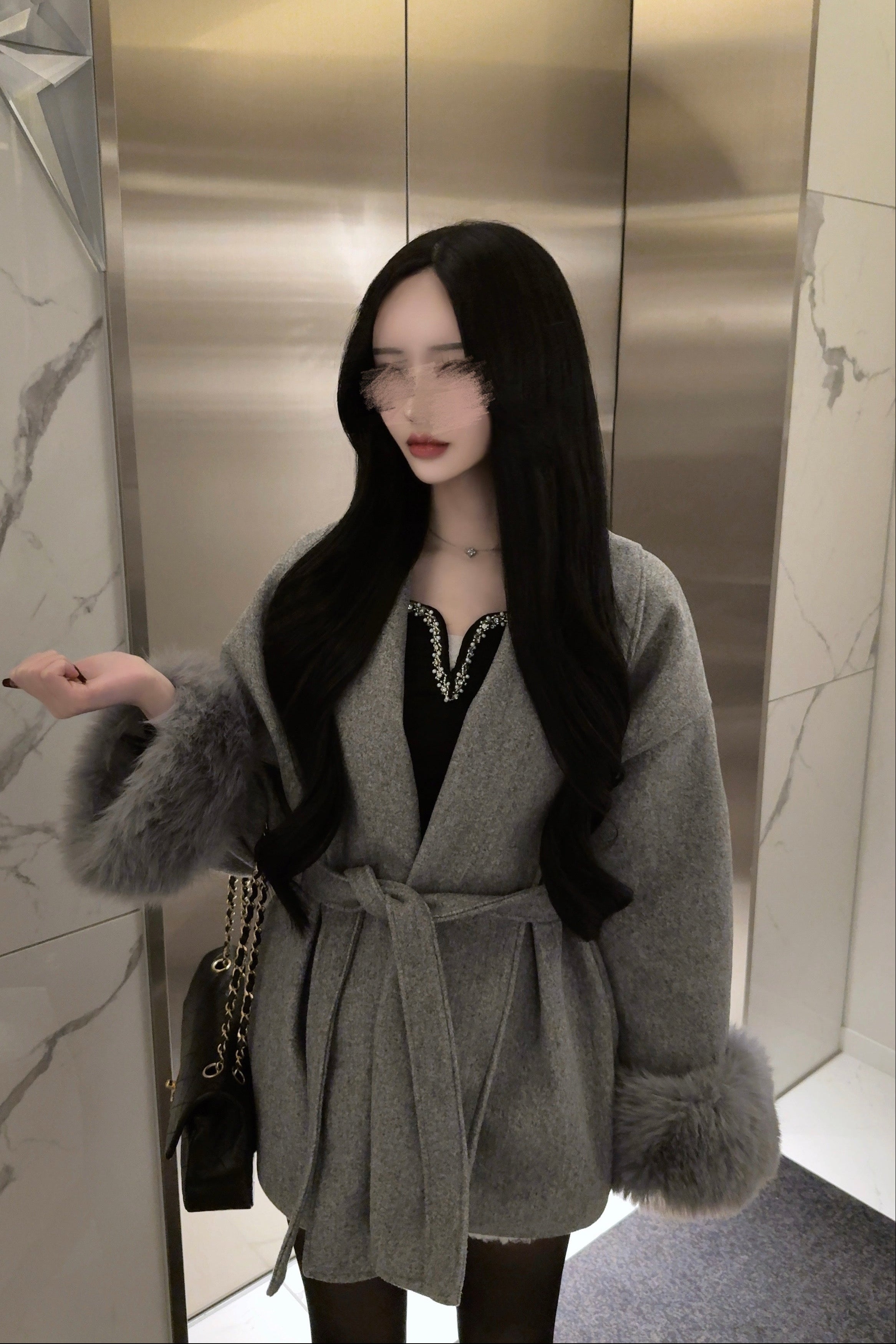 ラグジュアリースリーブファーコート KR30387