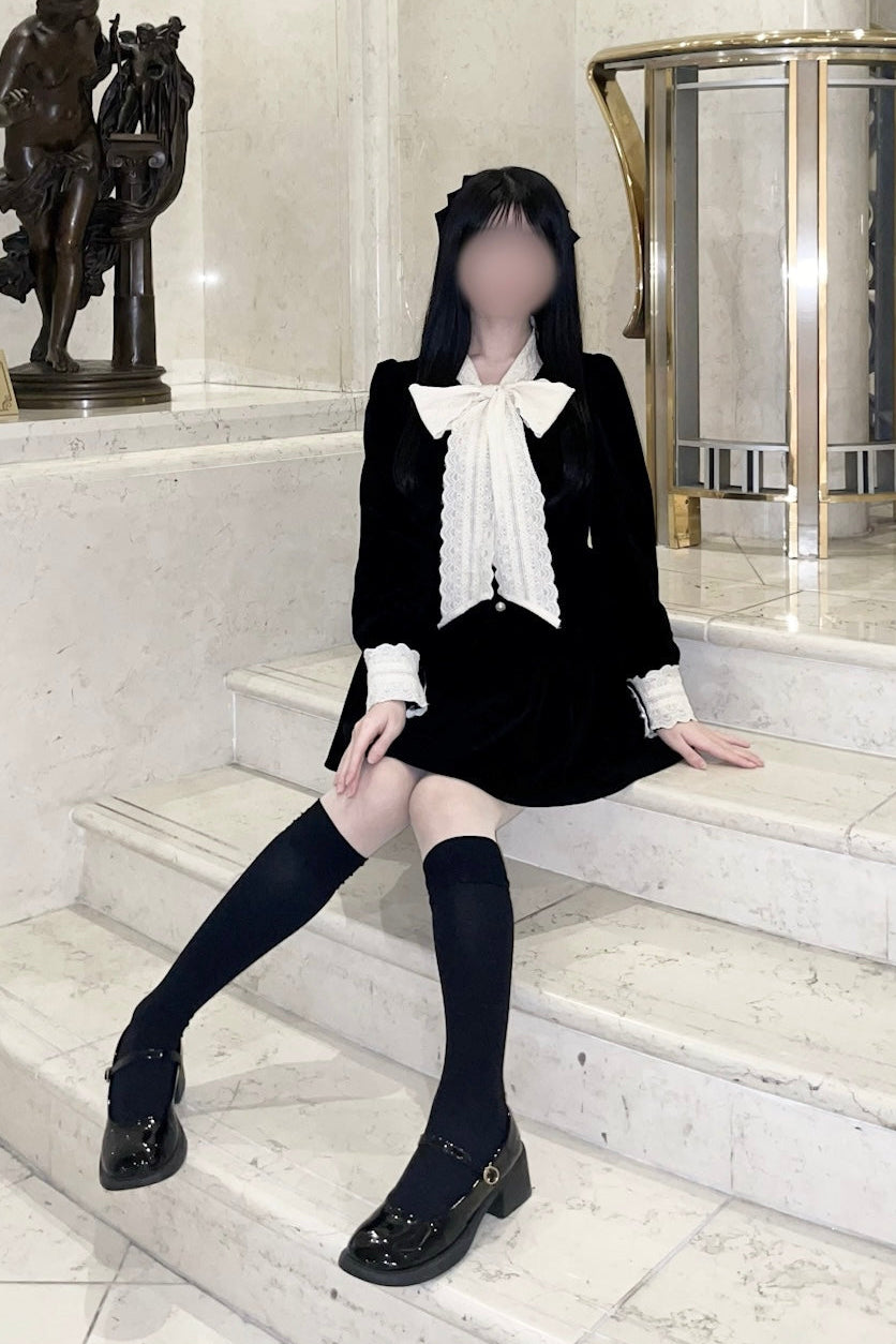 ロマンティックレースリボンワンピース KR13562