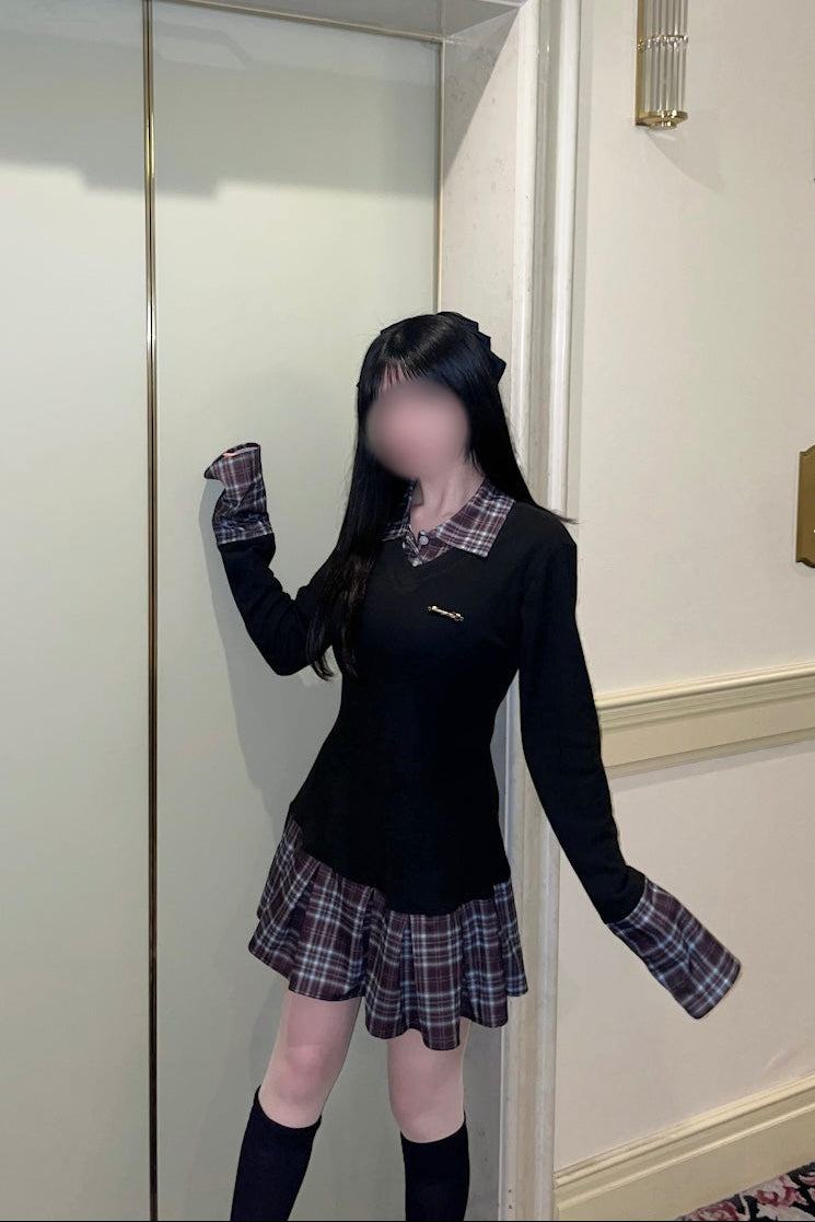 プリーツチェックワンピース KR30458