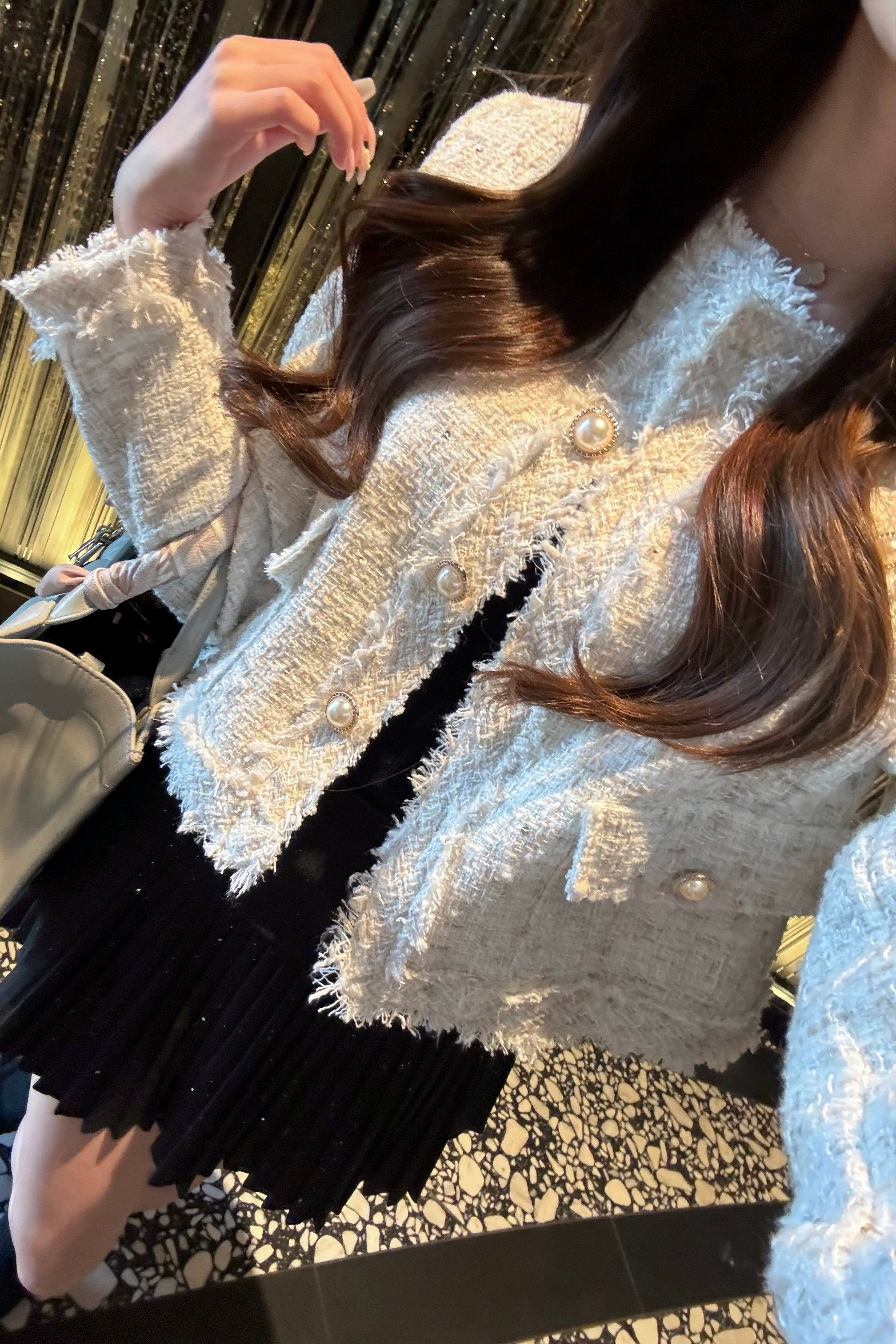 フリンジノーカラーツイードジャケット KR12295