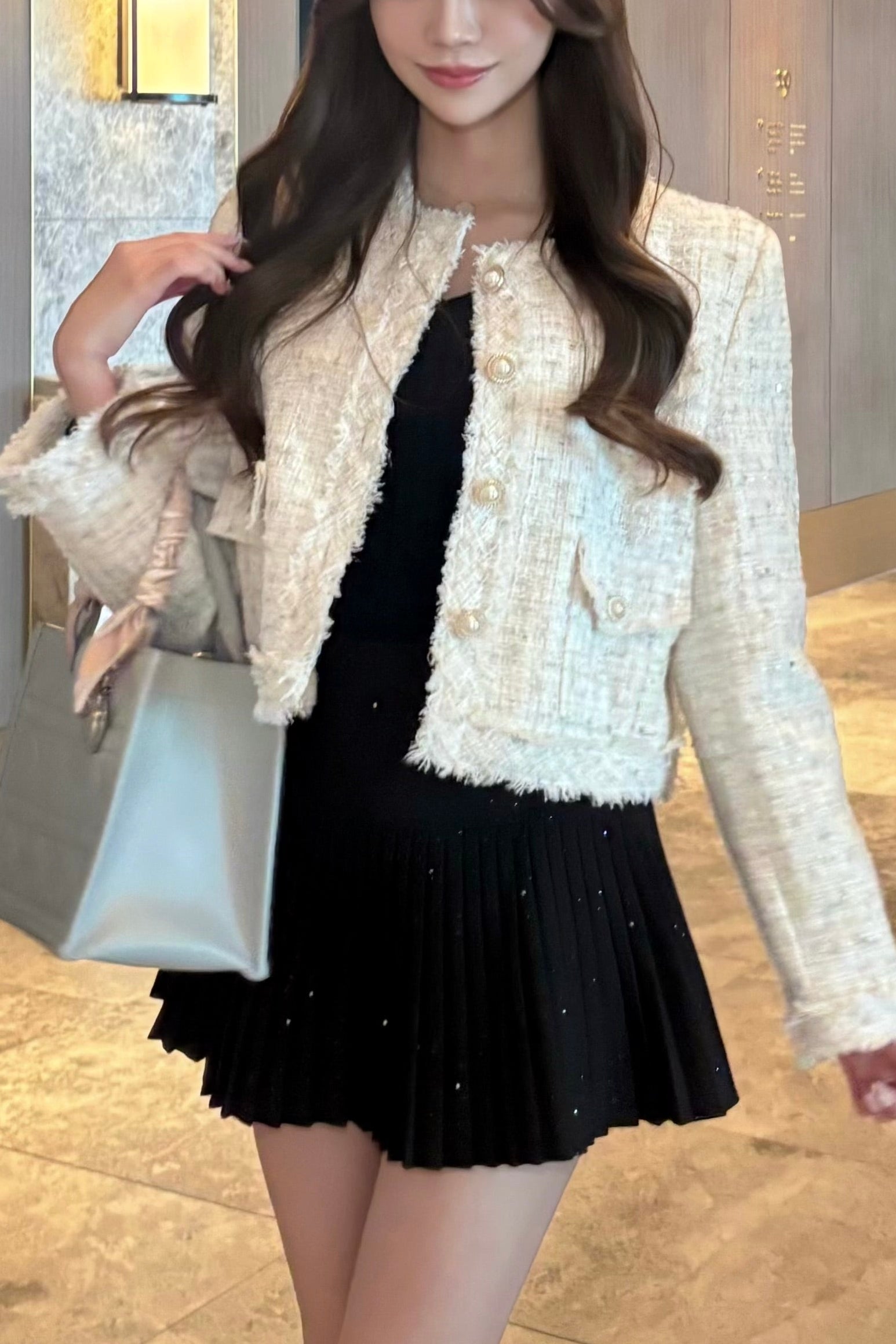 フリンジノーカラーツイードジャケット KR12295