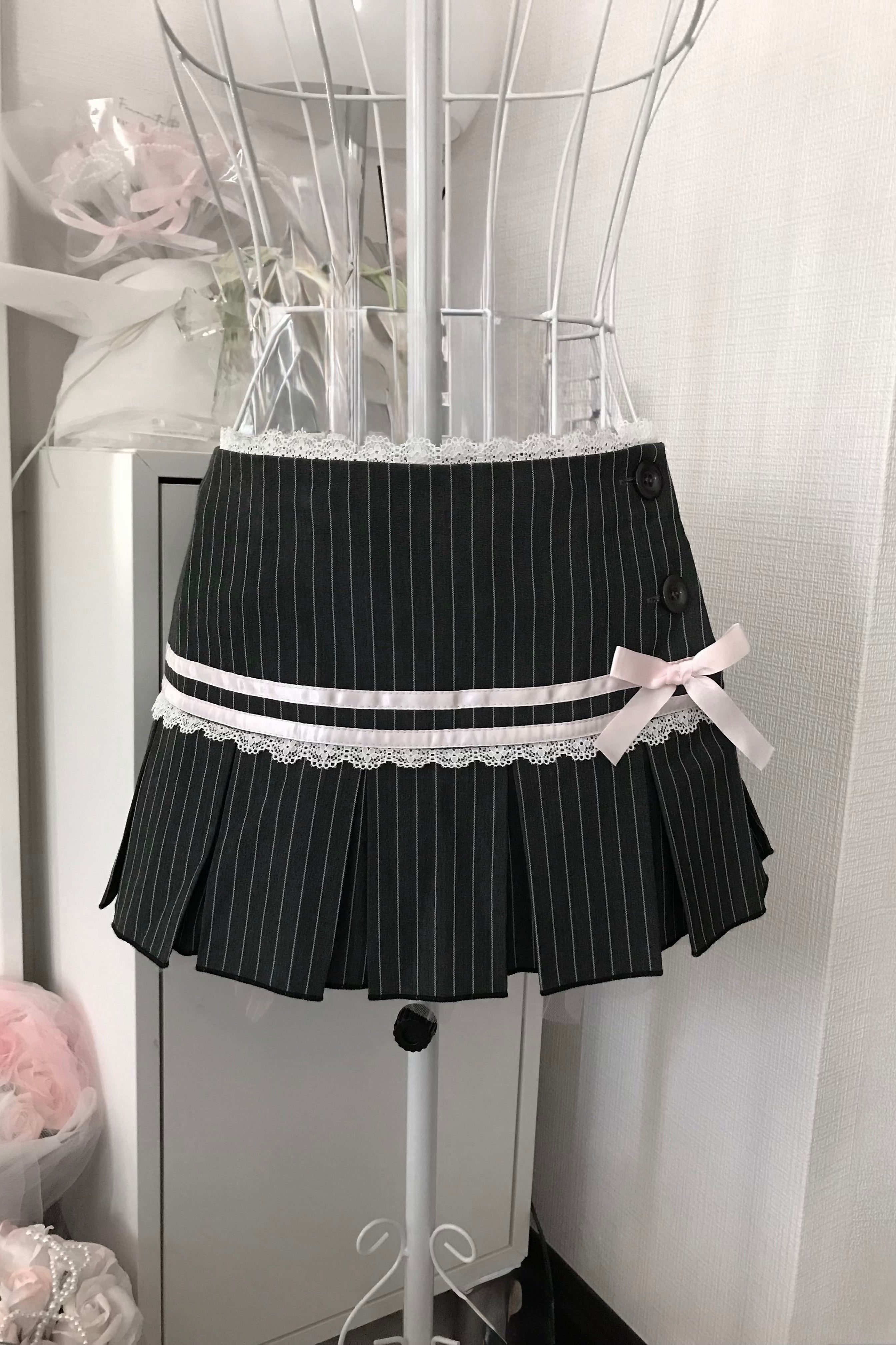 レースリボンプリーツスカート KR14452