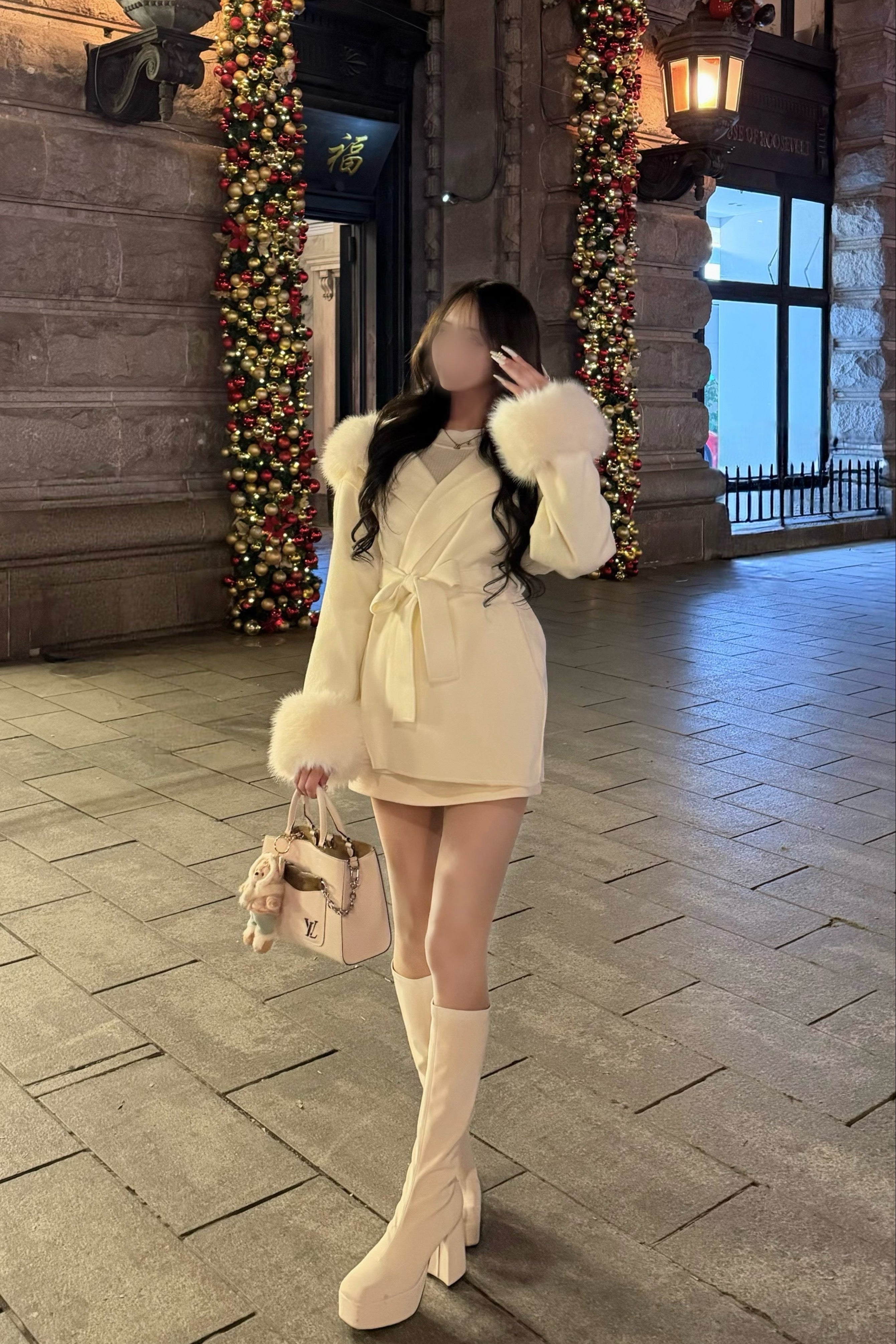 ボリュームファーリボンコート KR30126