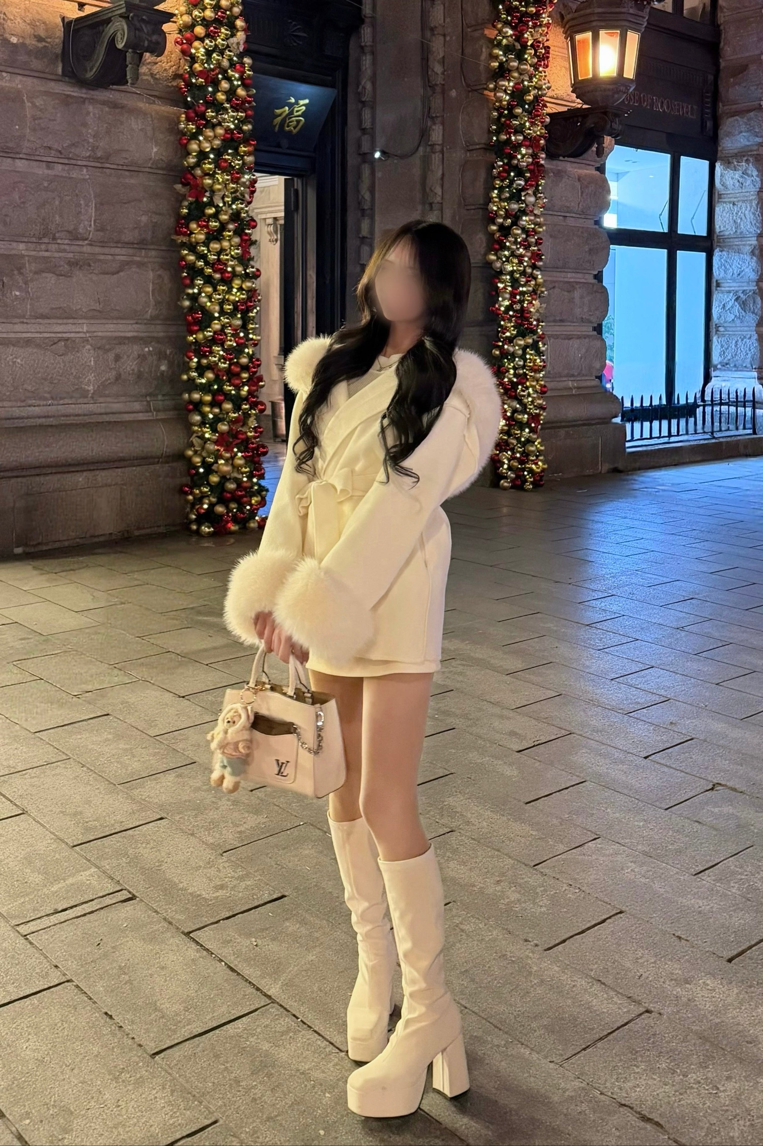 ボリュームファーリボンコート KR30126