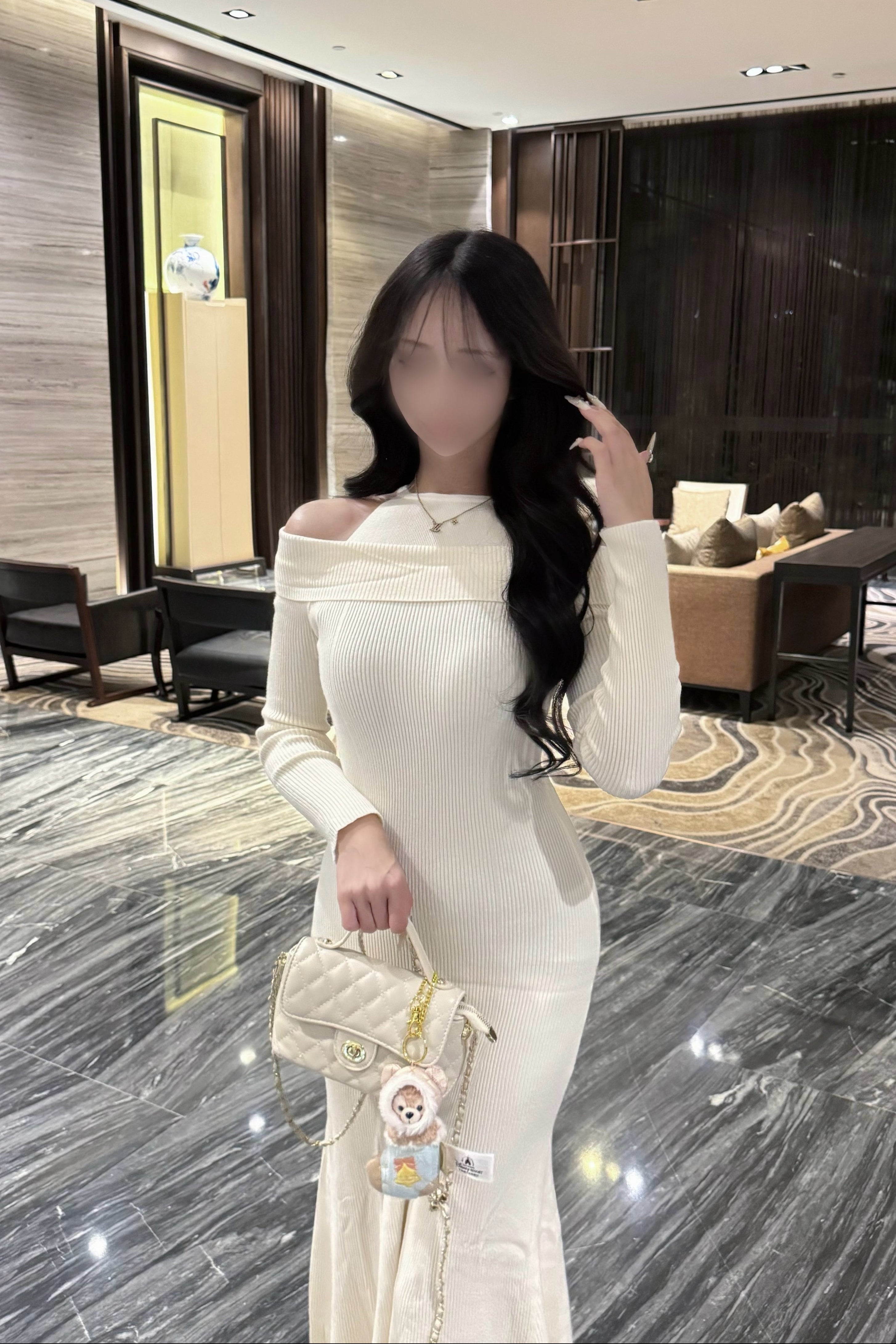 オフショルホルターニットロングワンピ KR13590