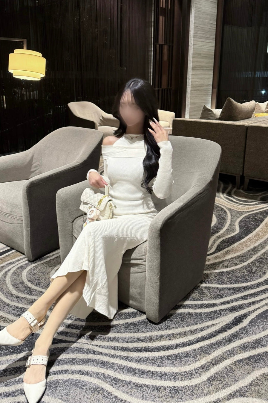 オフショルホルターニットロングワンピ KR13590