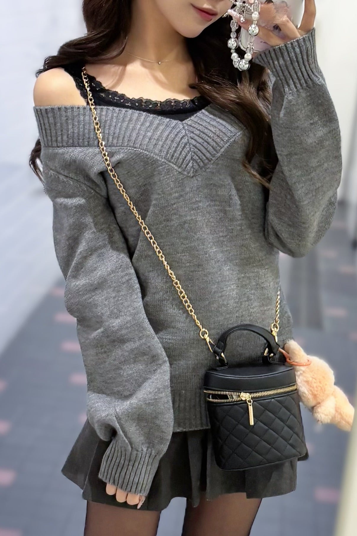 Vネックニットキャミセット KR30092