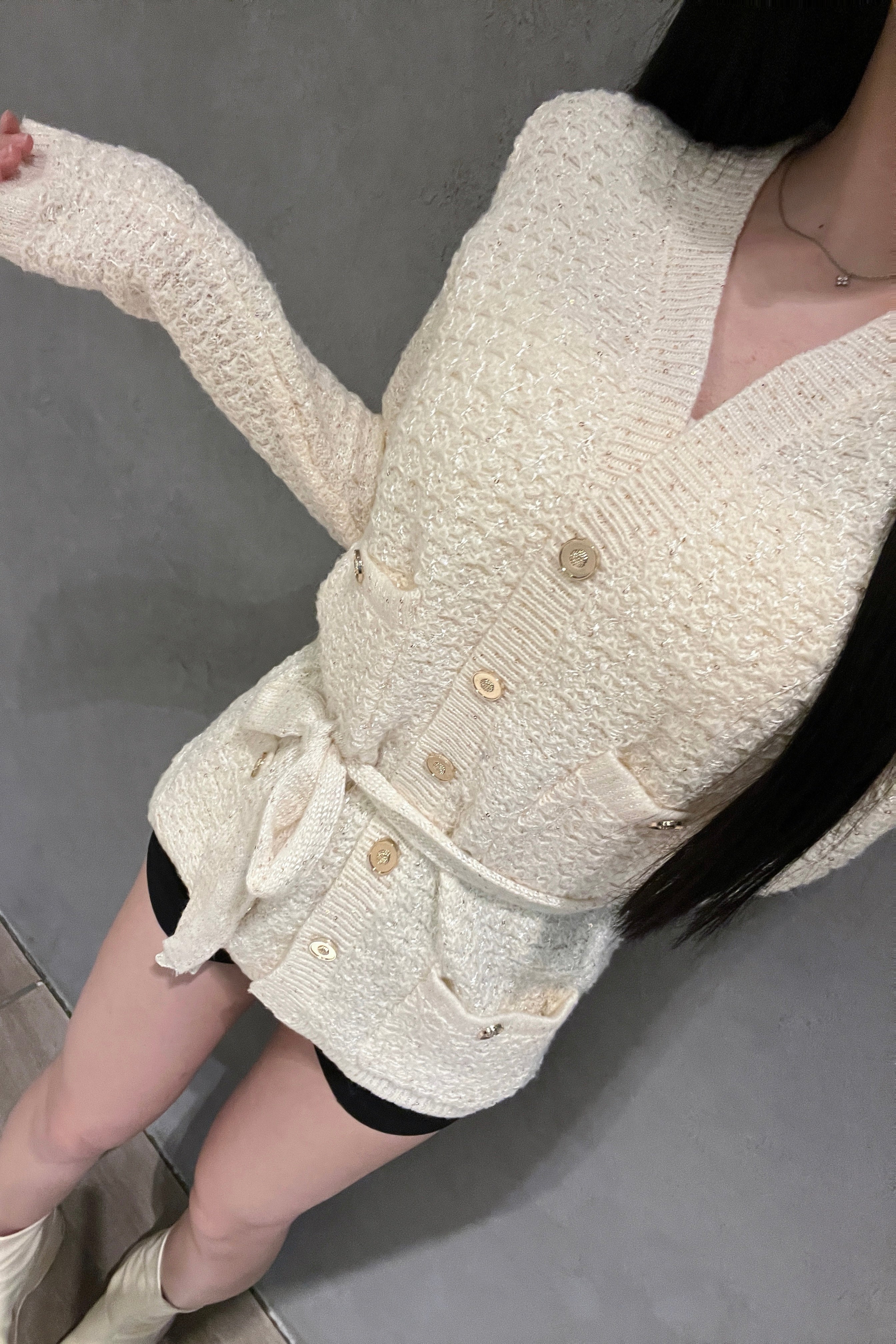 ゴールドボタンツイードカーディガン KR13478