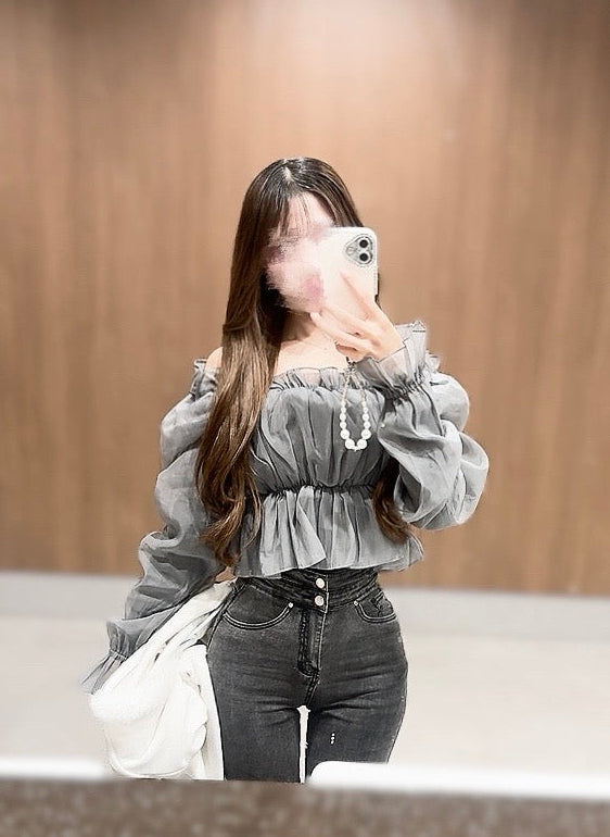 オフショルシフォンブラウス KR12603