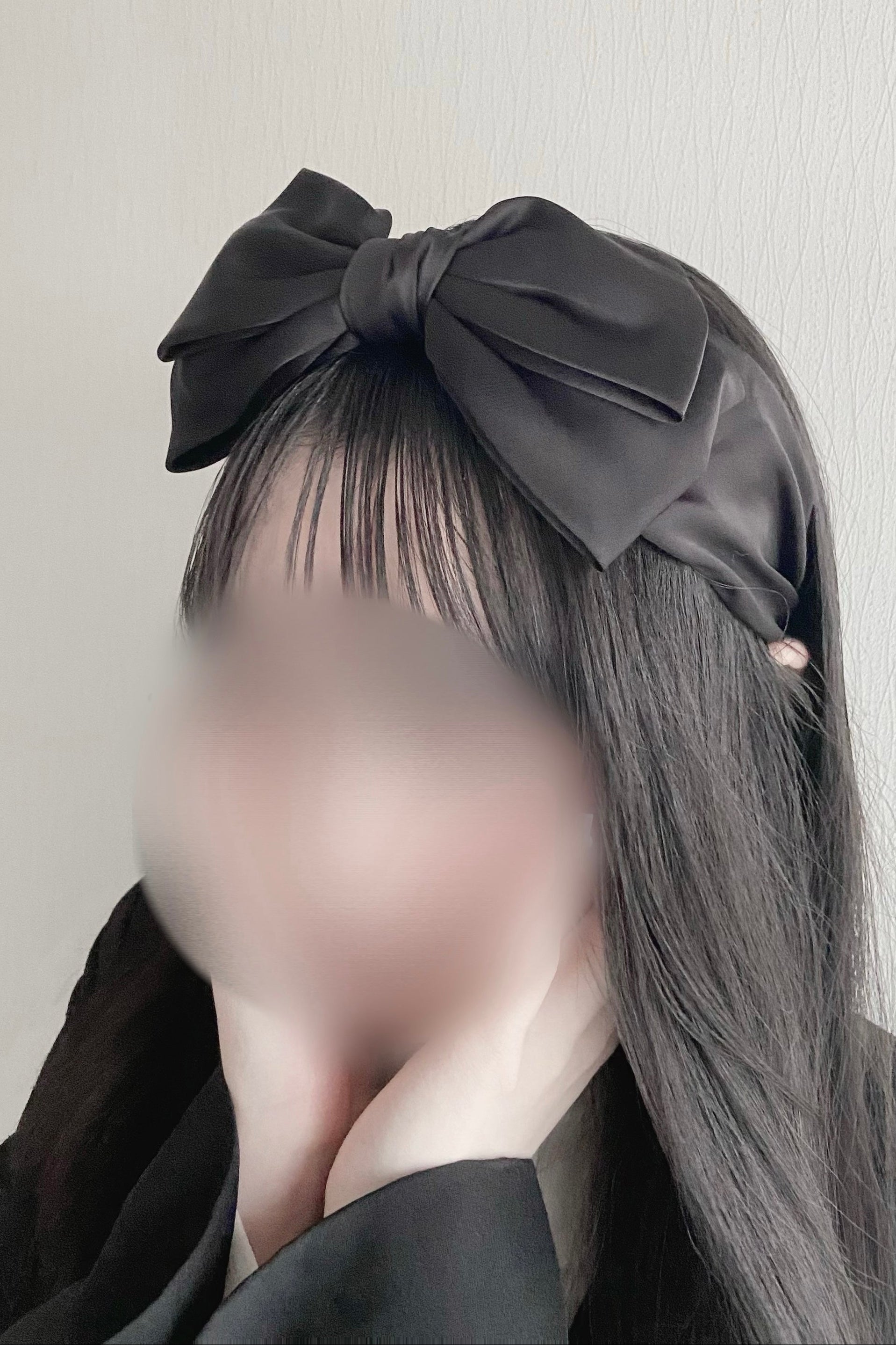 BABY,KC はしごレースのリボンカチューシャ 黒Ｘ黒 ビッグリボンカチューシャ KR14134