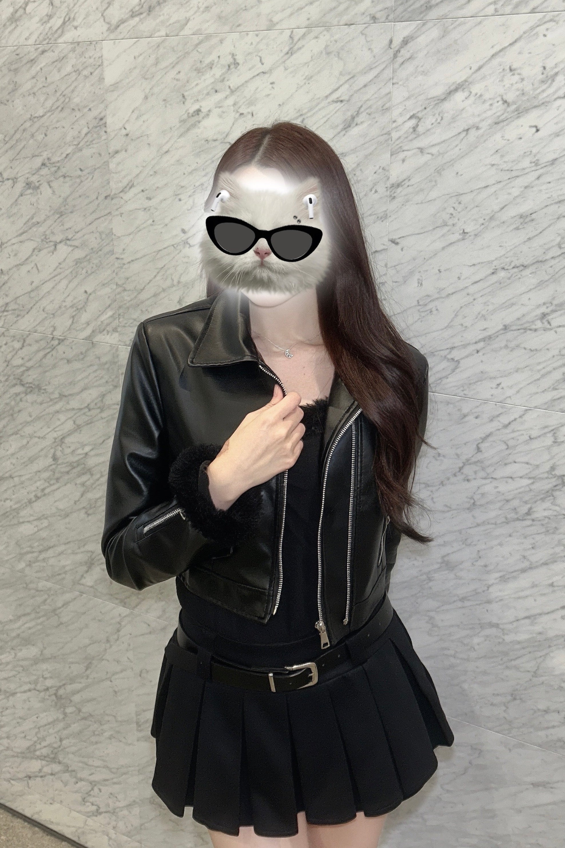 レザージップショートジャケット KR30435