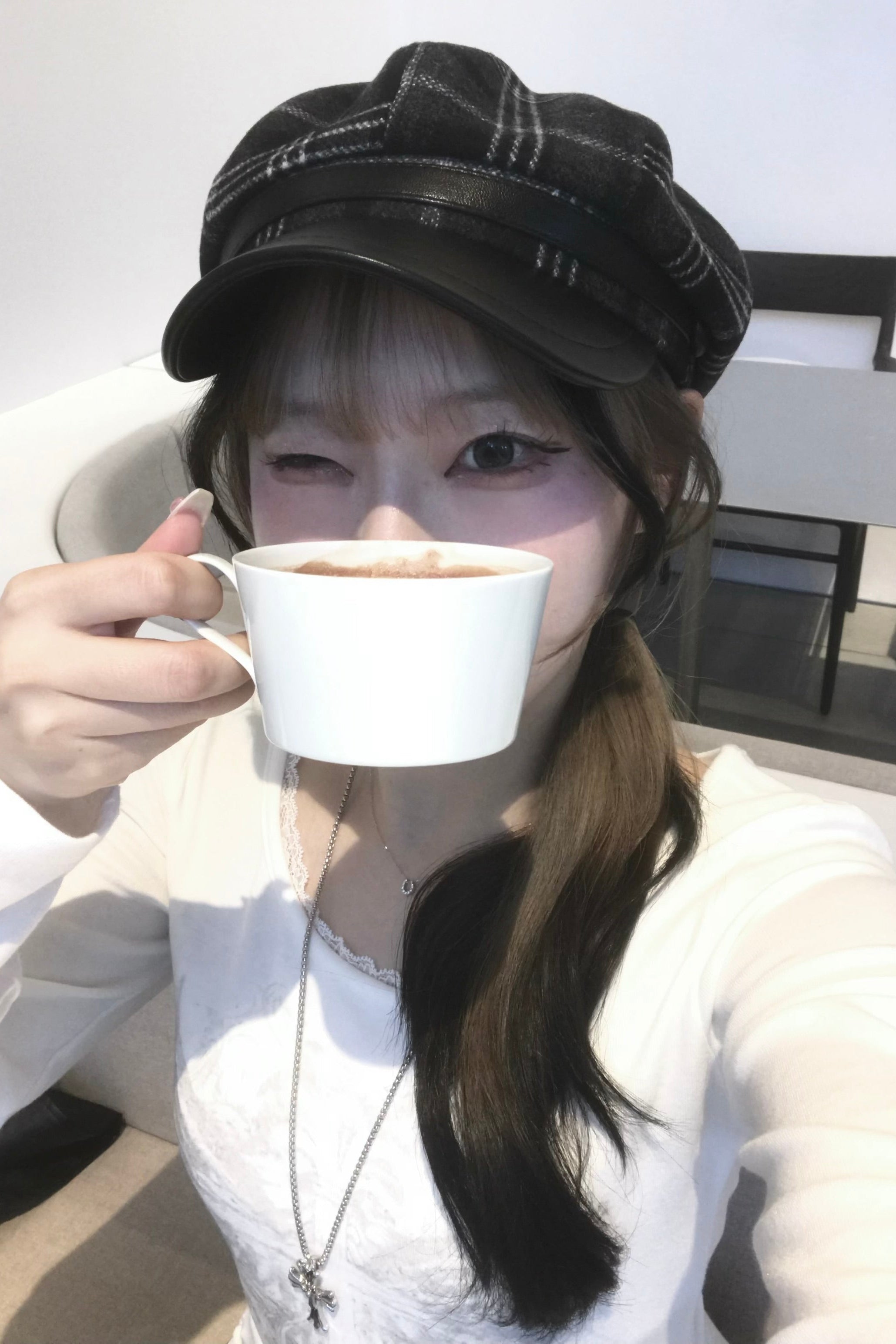 クラシックチェックレザーキャスケット KR13595