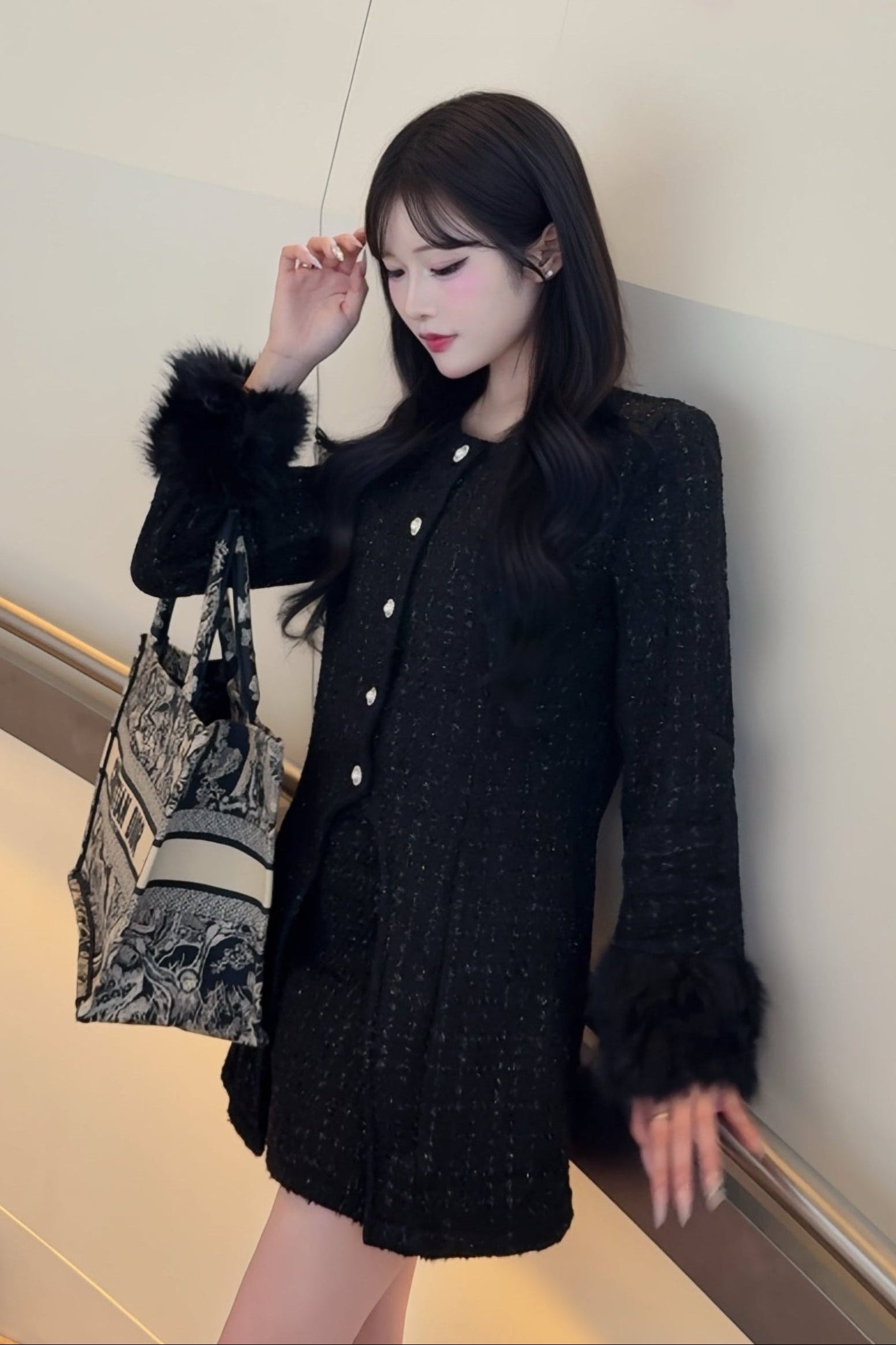 ツイードスリーブファーセットアップ KR30113