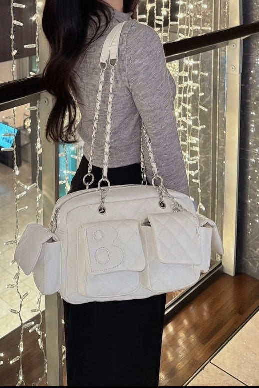 ビジュ―チェーンキルティングボストンバッグ KR14109