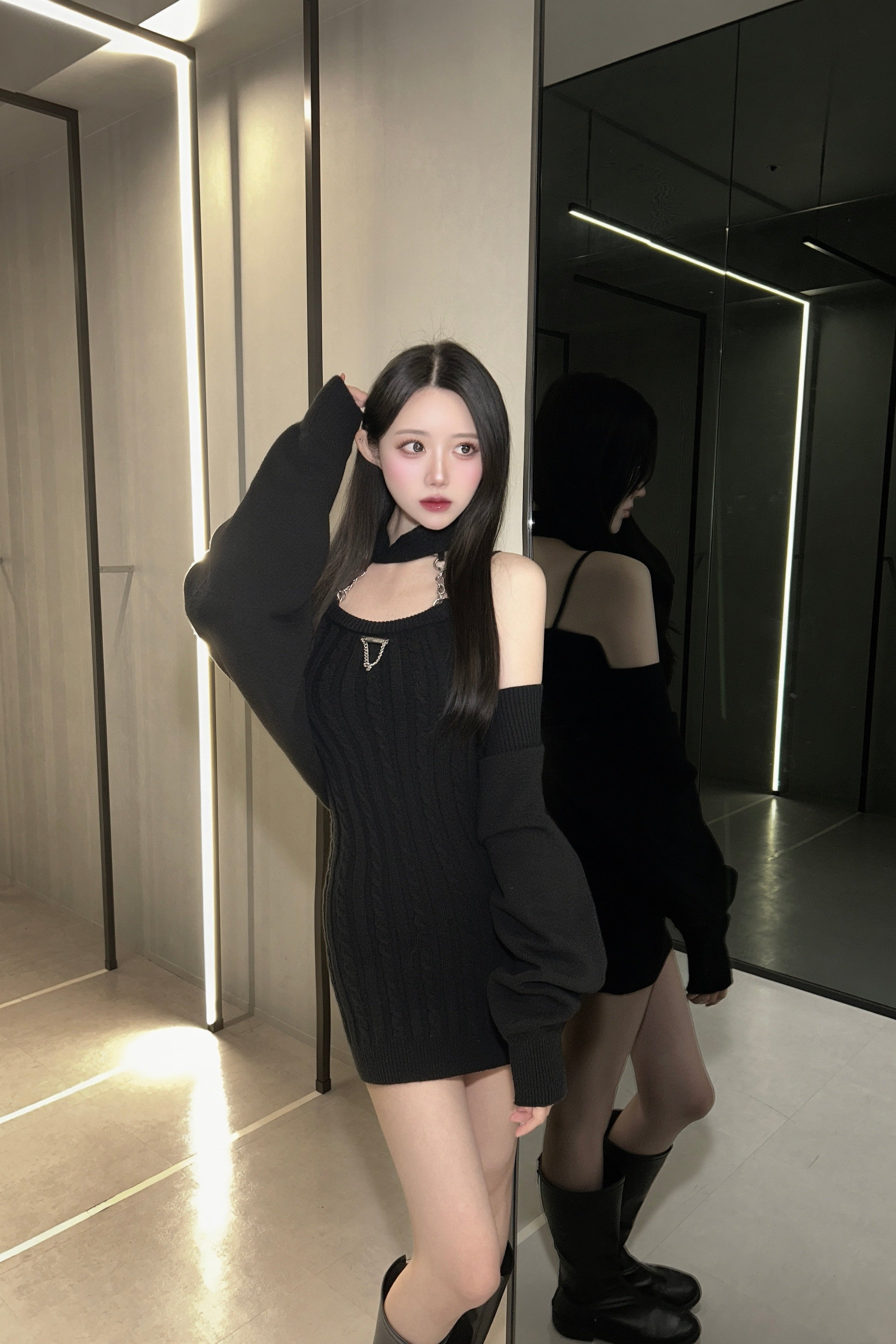 プレートデザインタイトワンピース KR13206