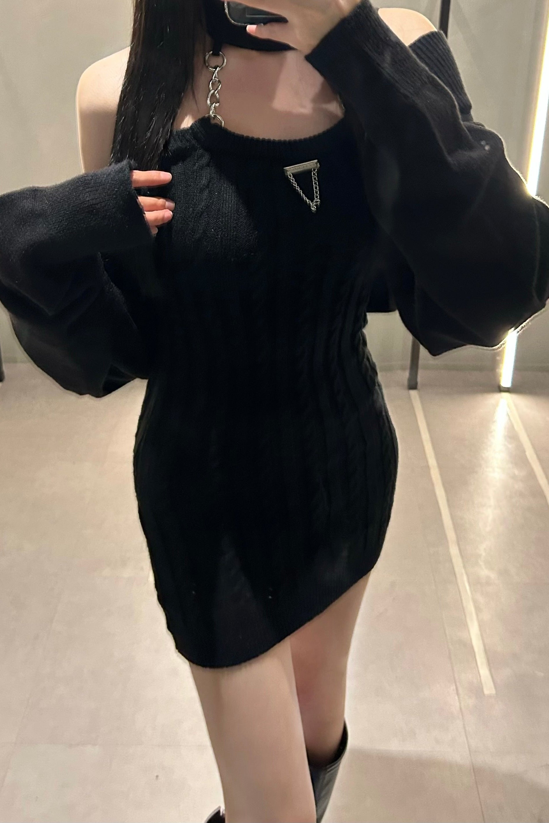 Vネックホワイトツイードセットアップ KR10866