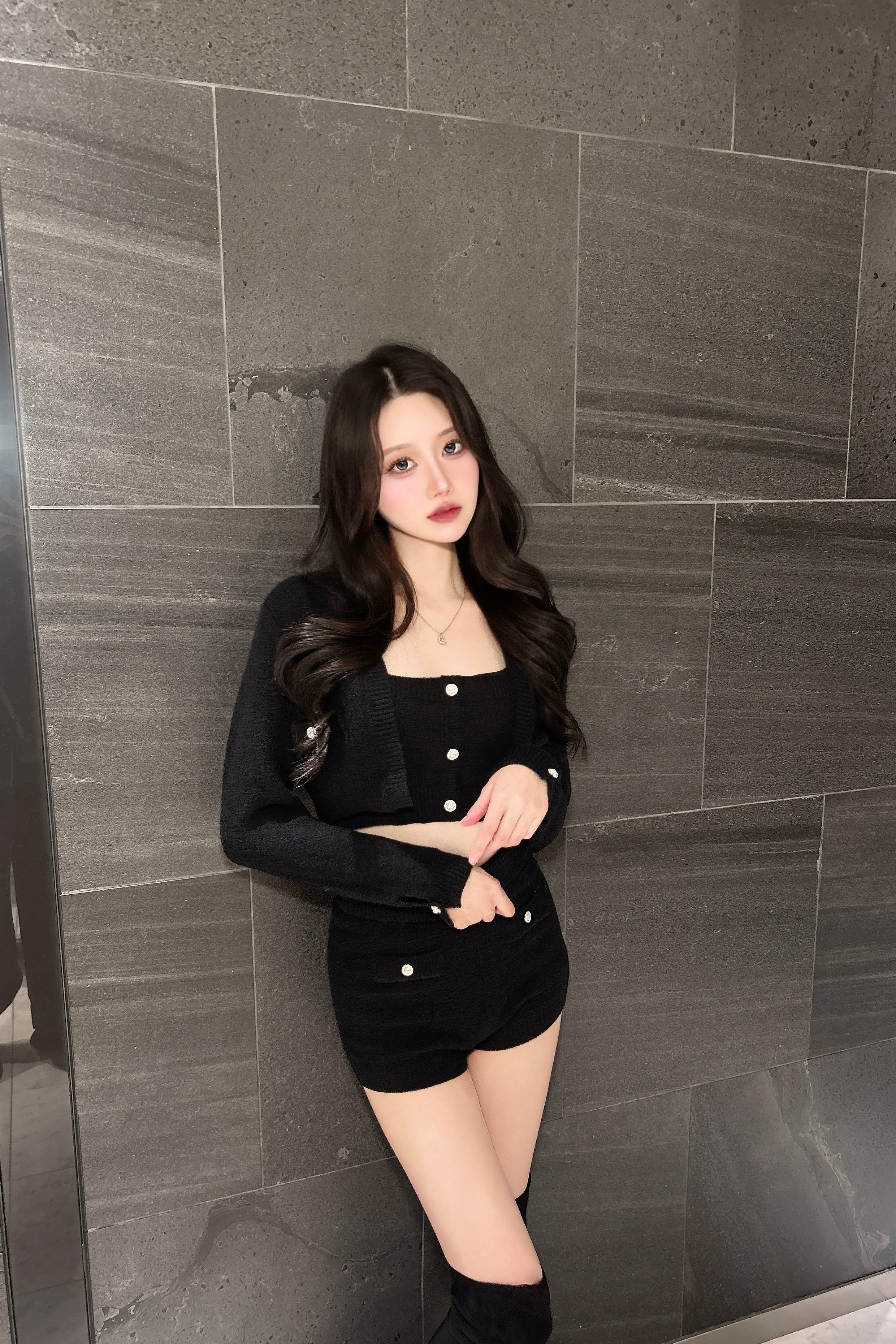 ビジューボタンニットセットアップ KR13209