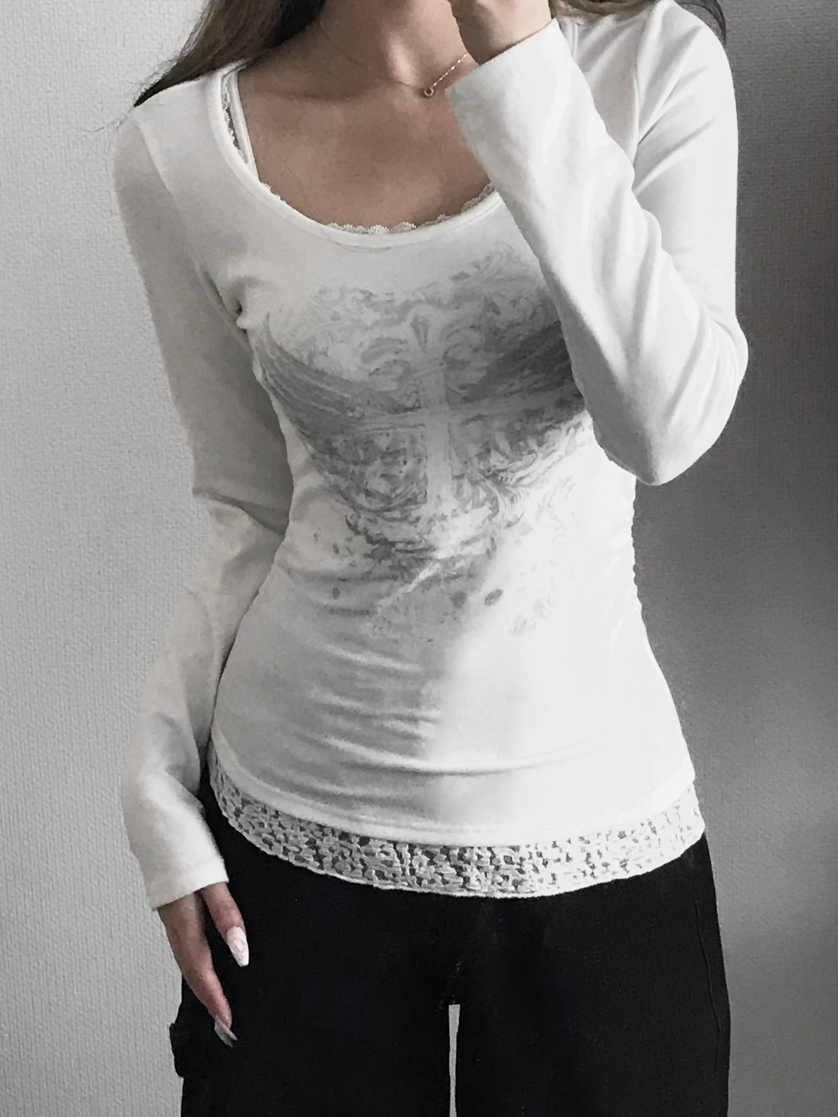 クロスグラフィックロングTシャツ KR13578