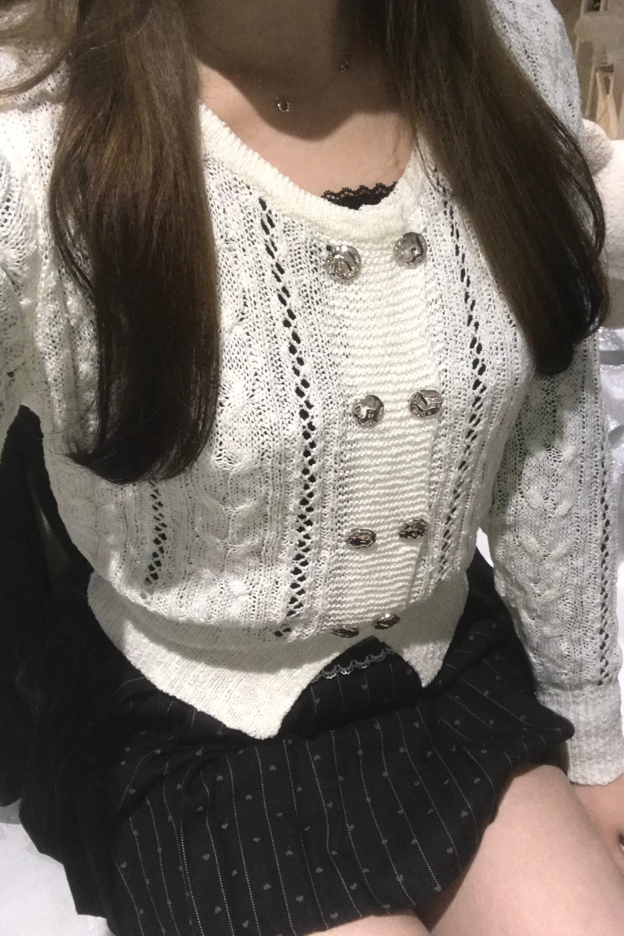 ケーブルダブルボタンカーディガン KR13973