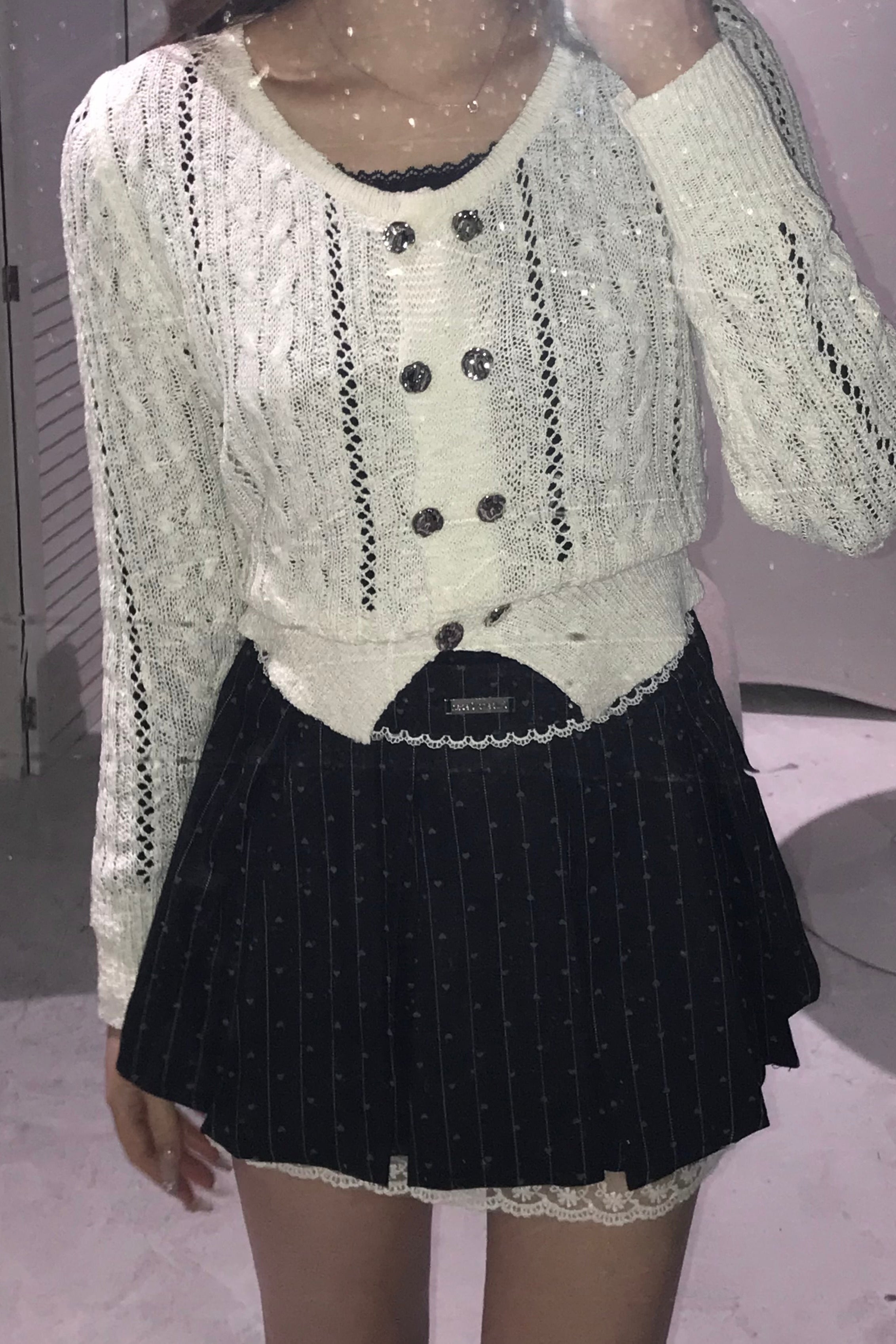 ケーブルダブルボタンカーディガン KR13973