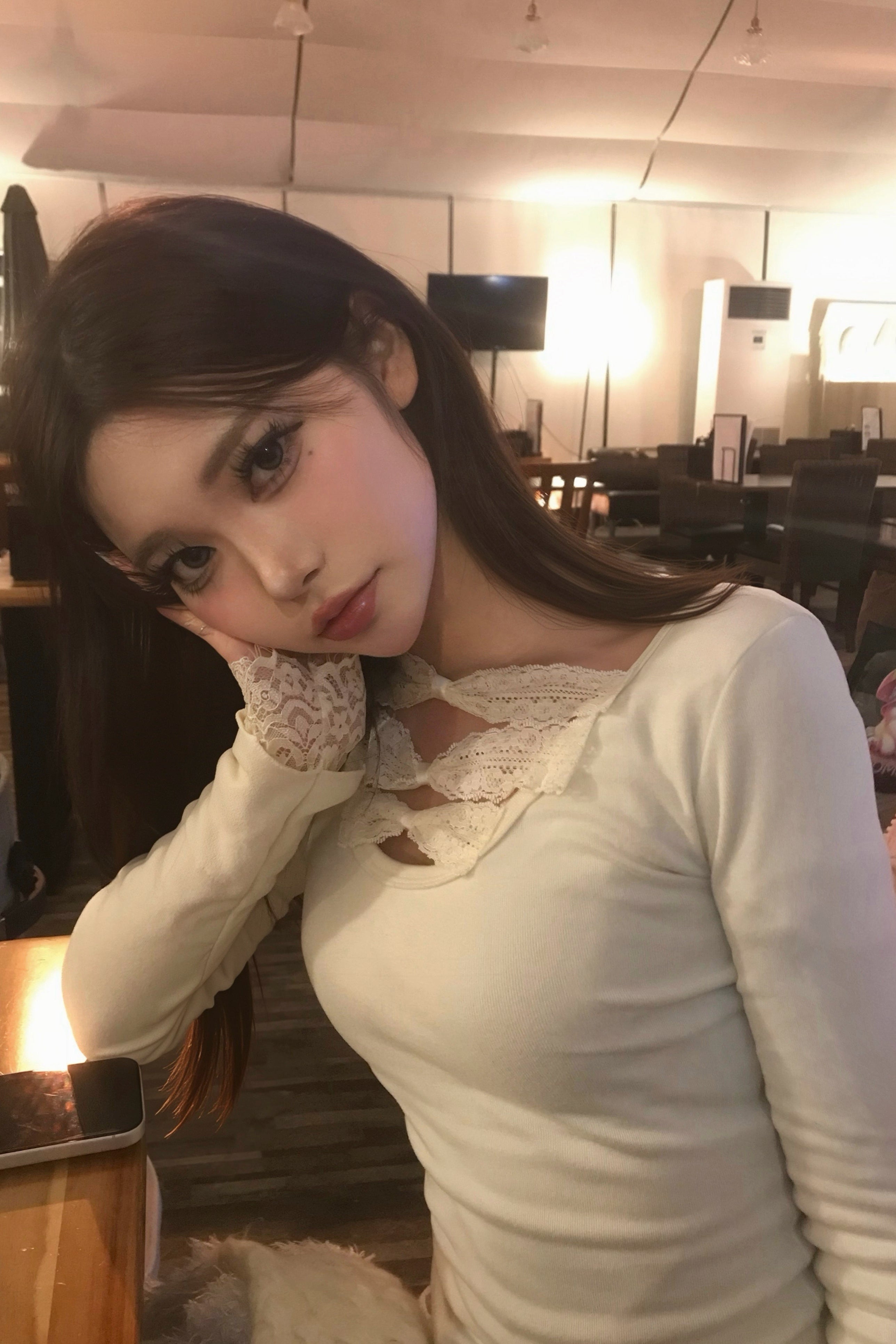 フロントレースリボンニット KR13852