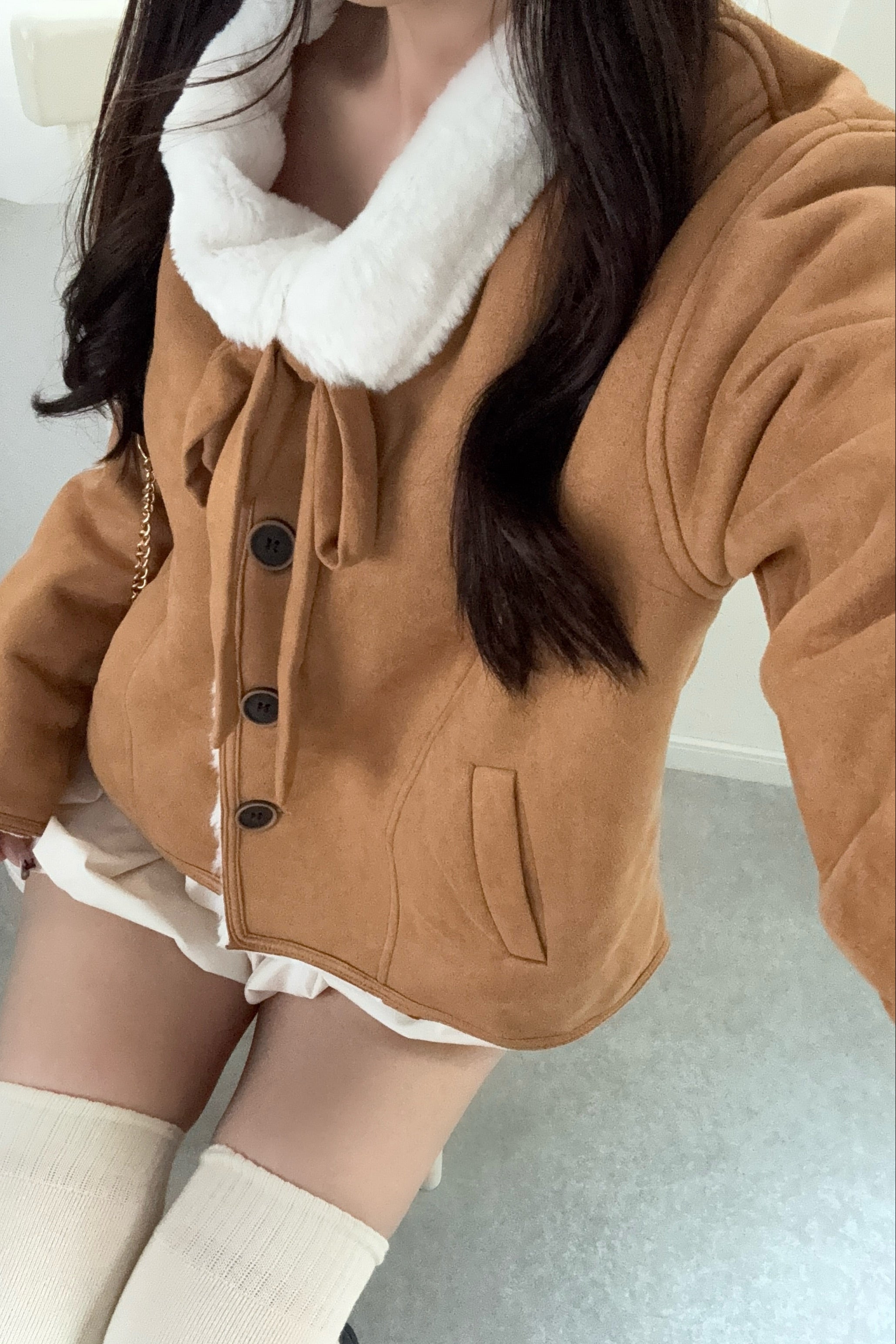 リボンムートンショートコート KR30437