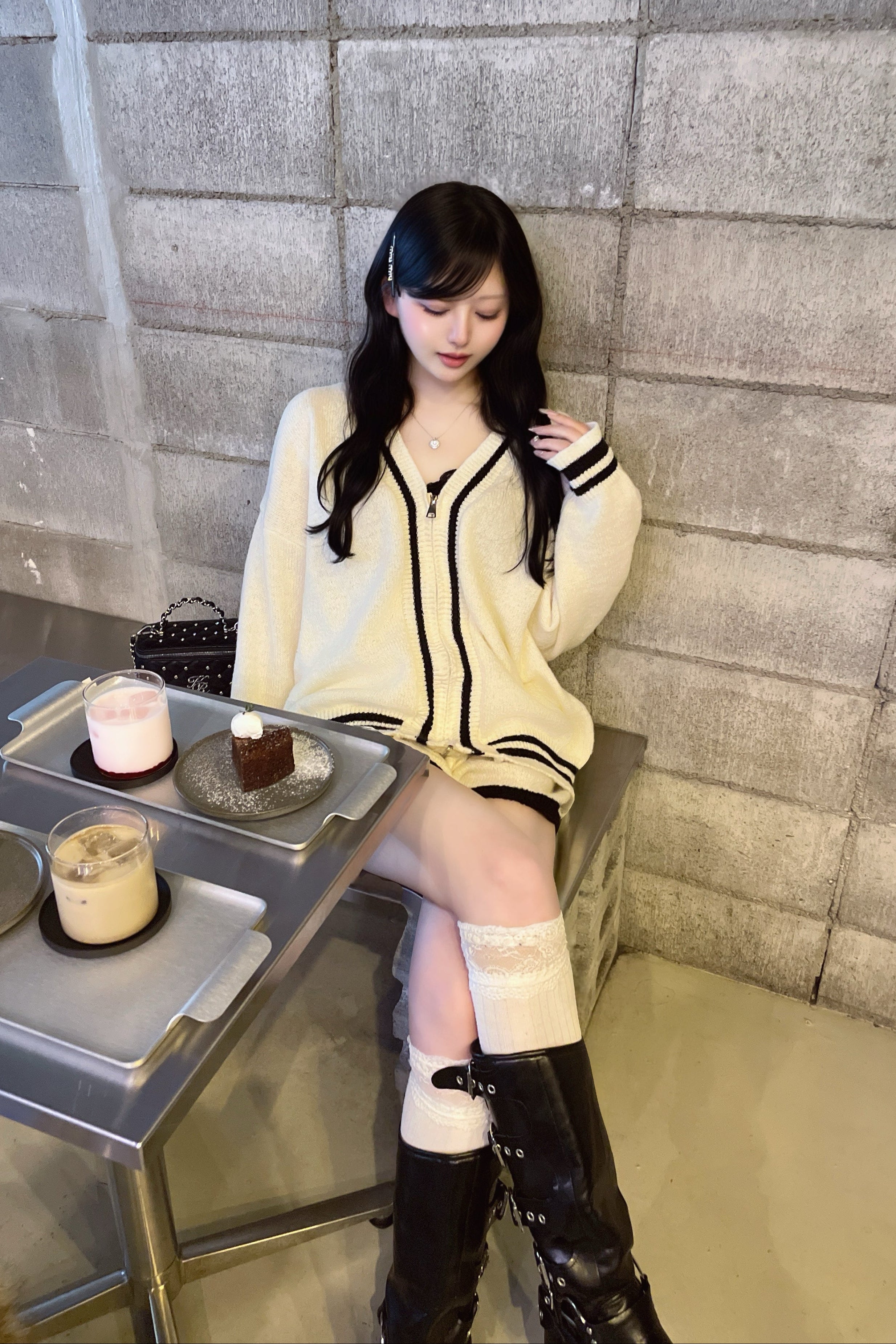 ジッパーニットカーディガンセットアップ KR30475