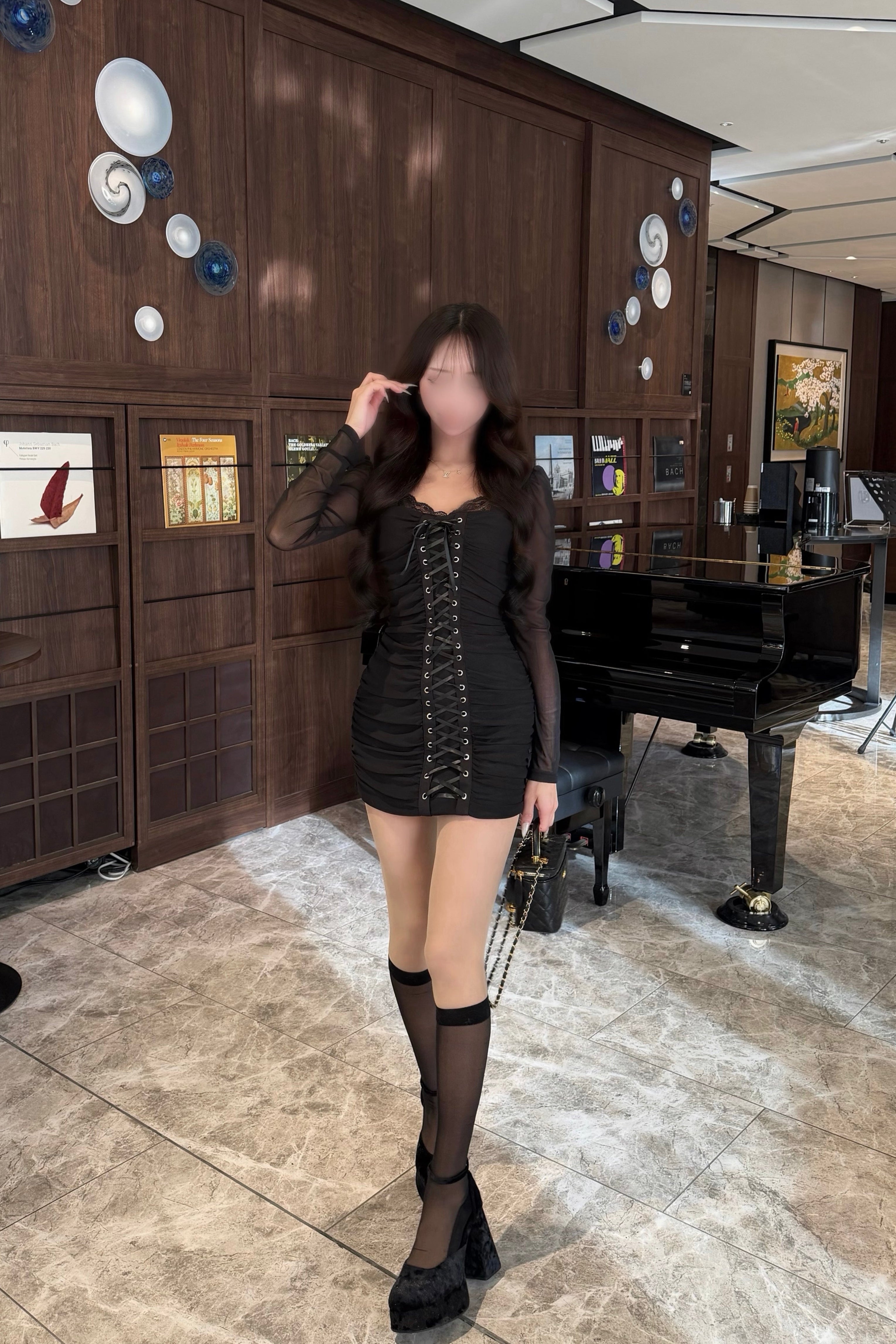 フロントレースアップタイトミニワンピース KR14343