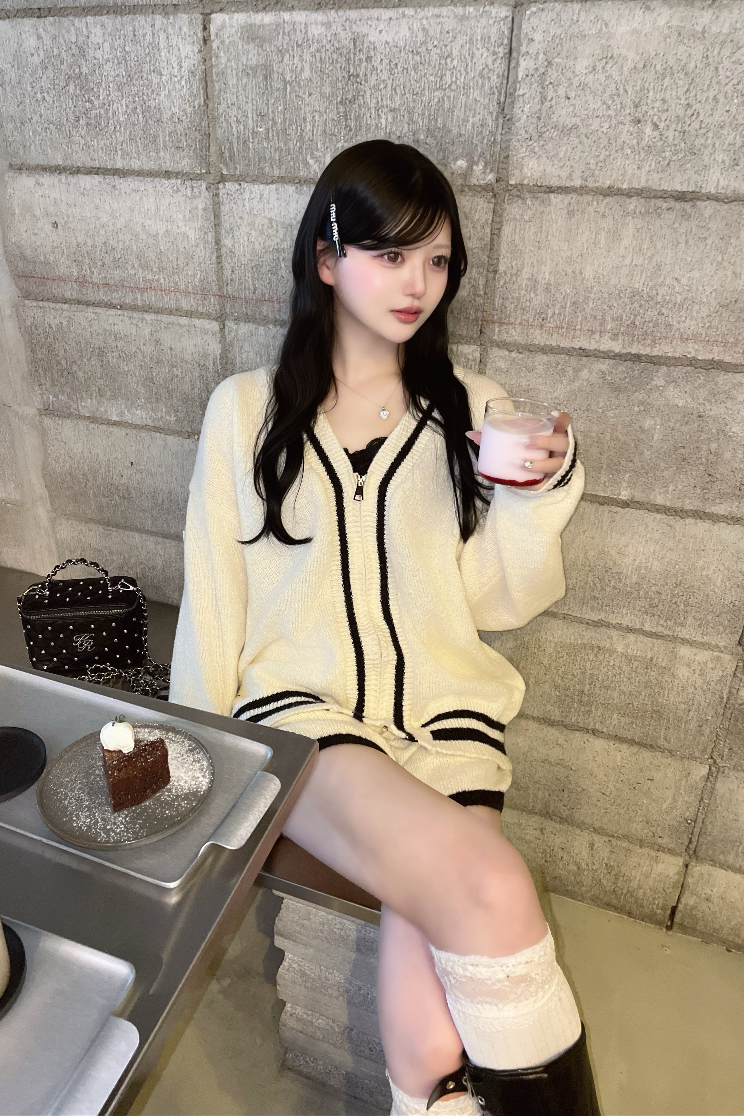 ジッパーニットカーディガンセットアップ KR30475