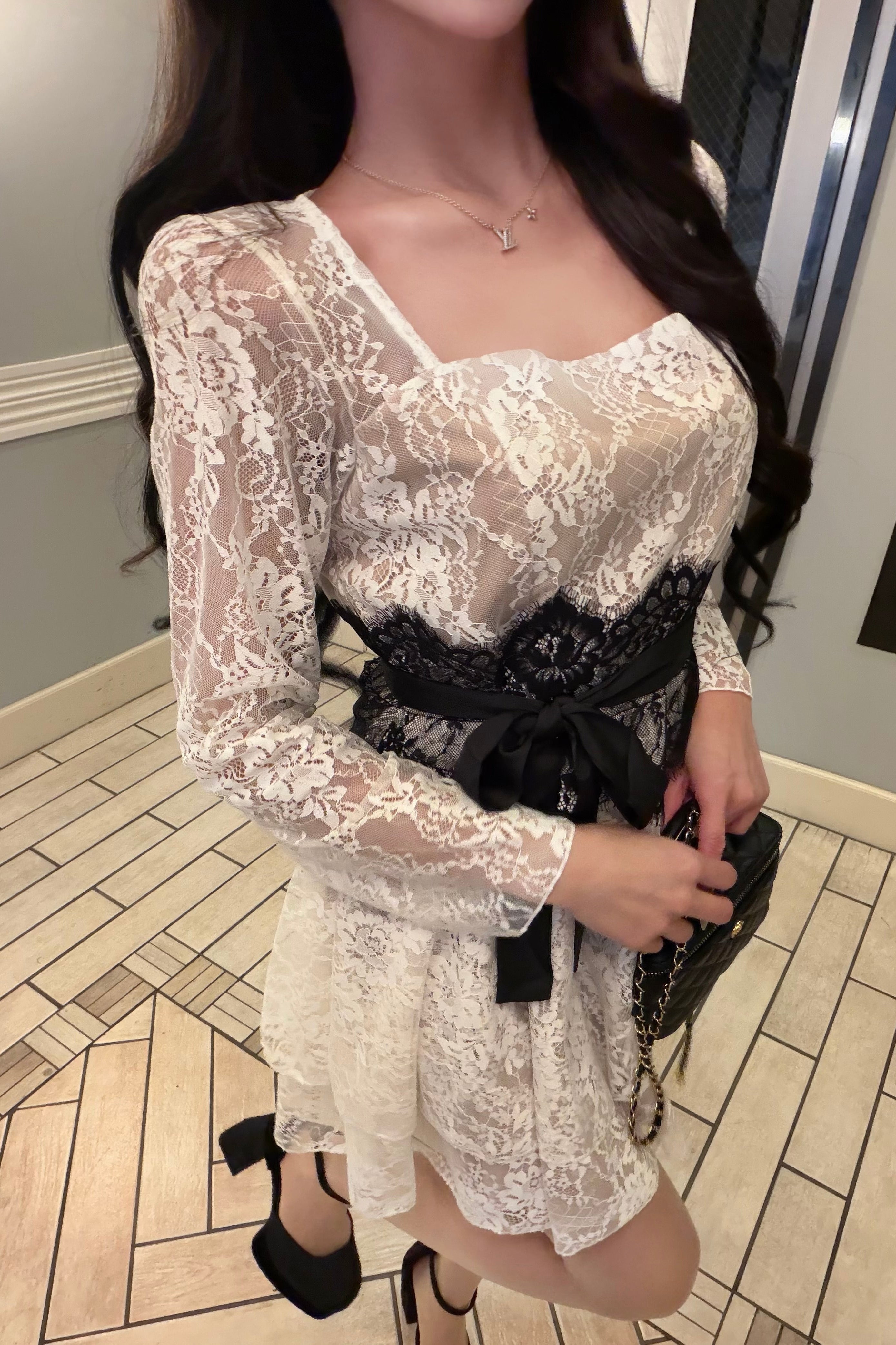 ウエストリボンレースミニワンピース KR14161