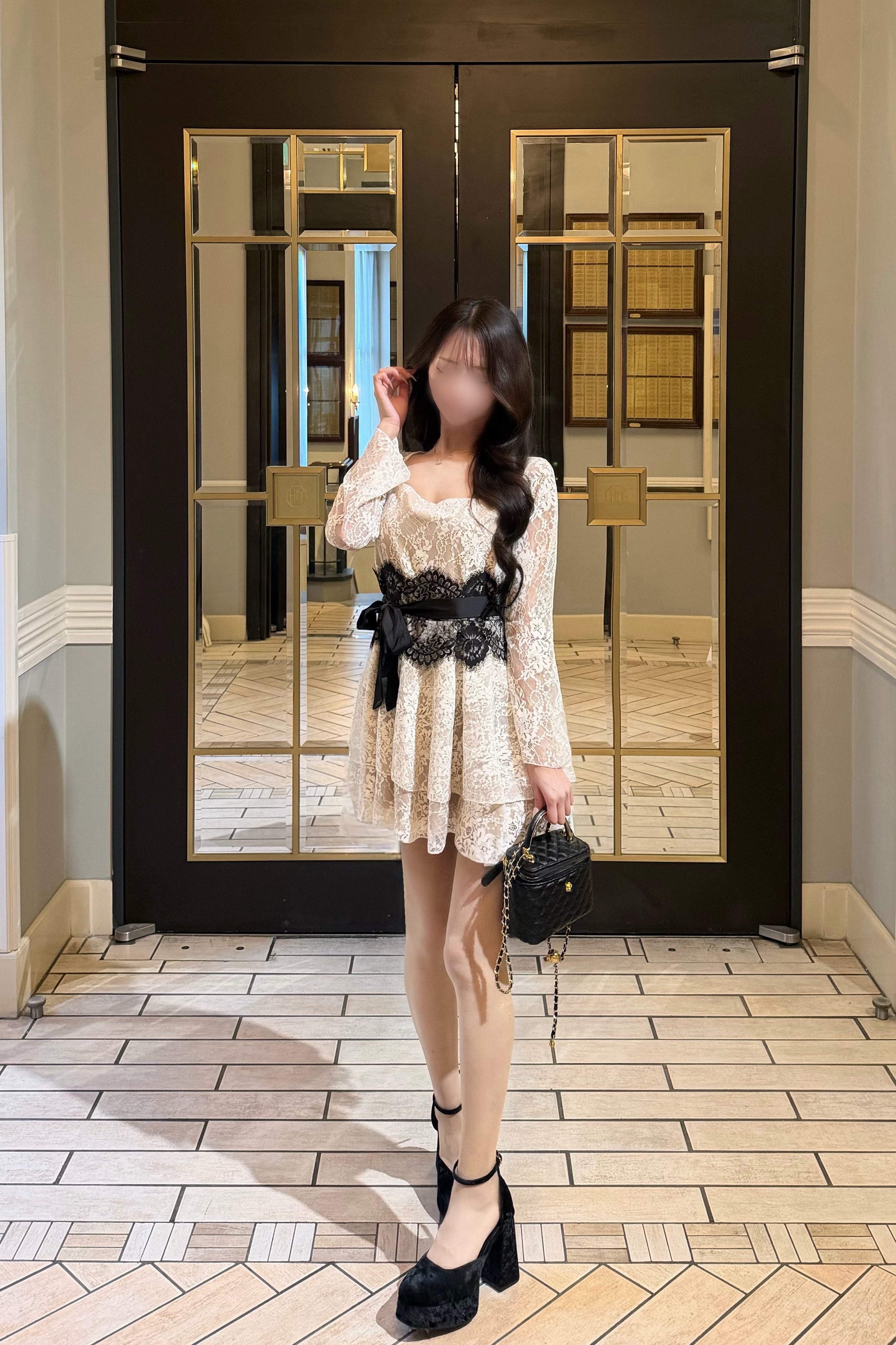 ウエストリボンレースミニワンピース KR14161