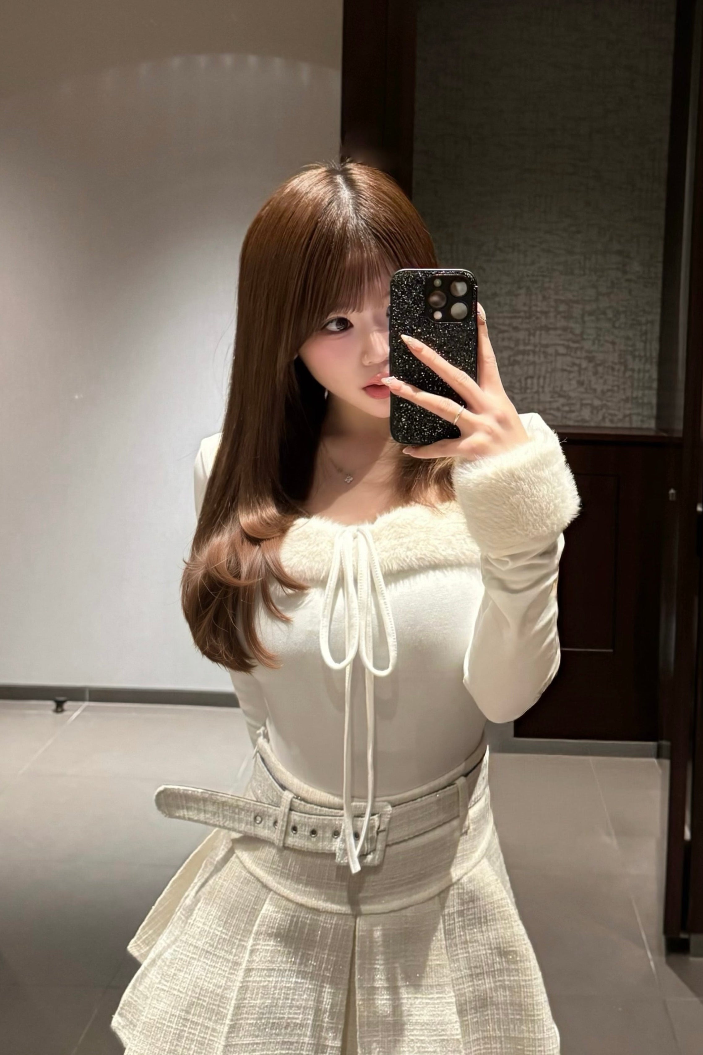 ベルトツイードプリーツスカート KR13888