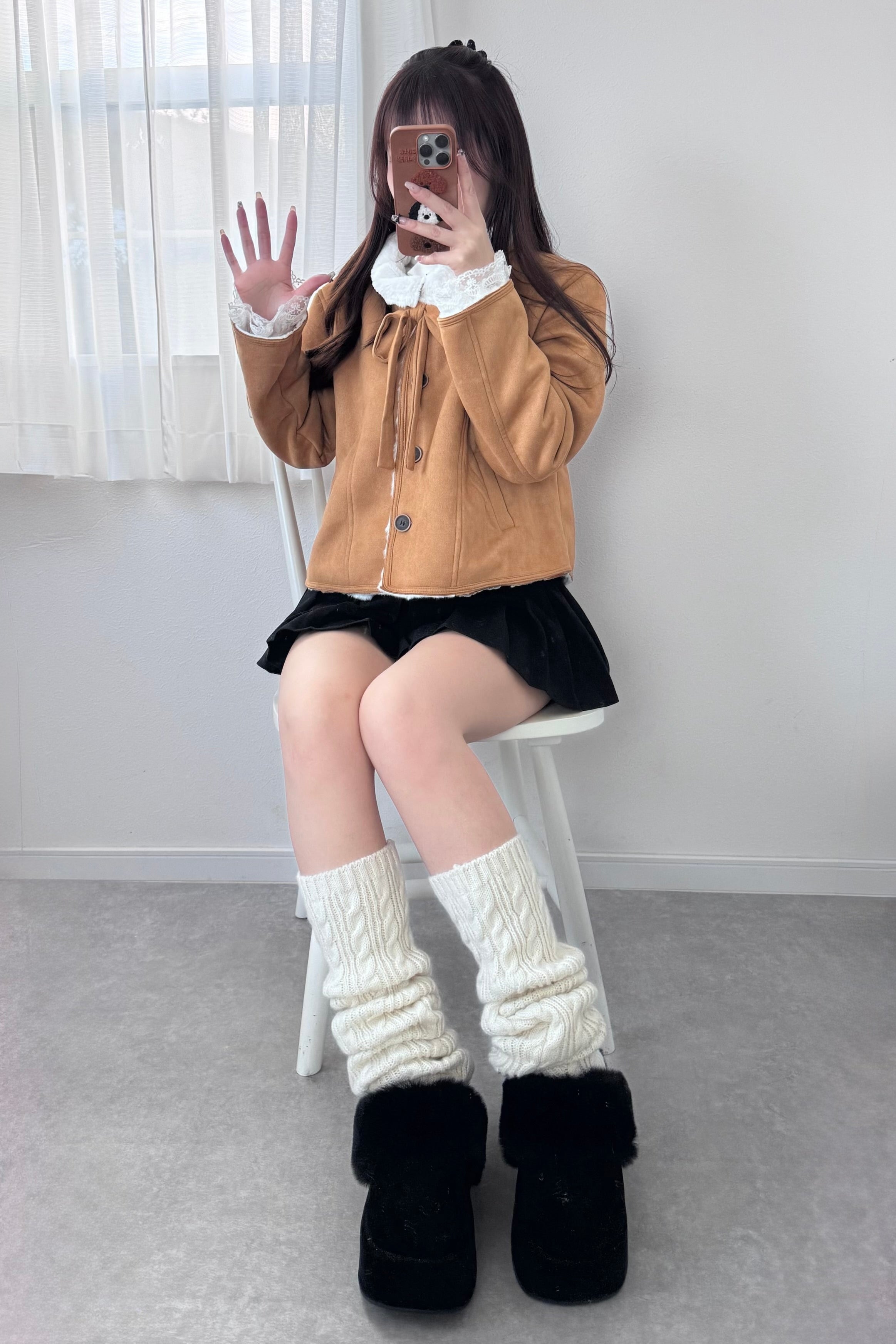 リボンムートンショートコート KR30437