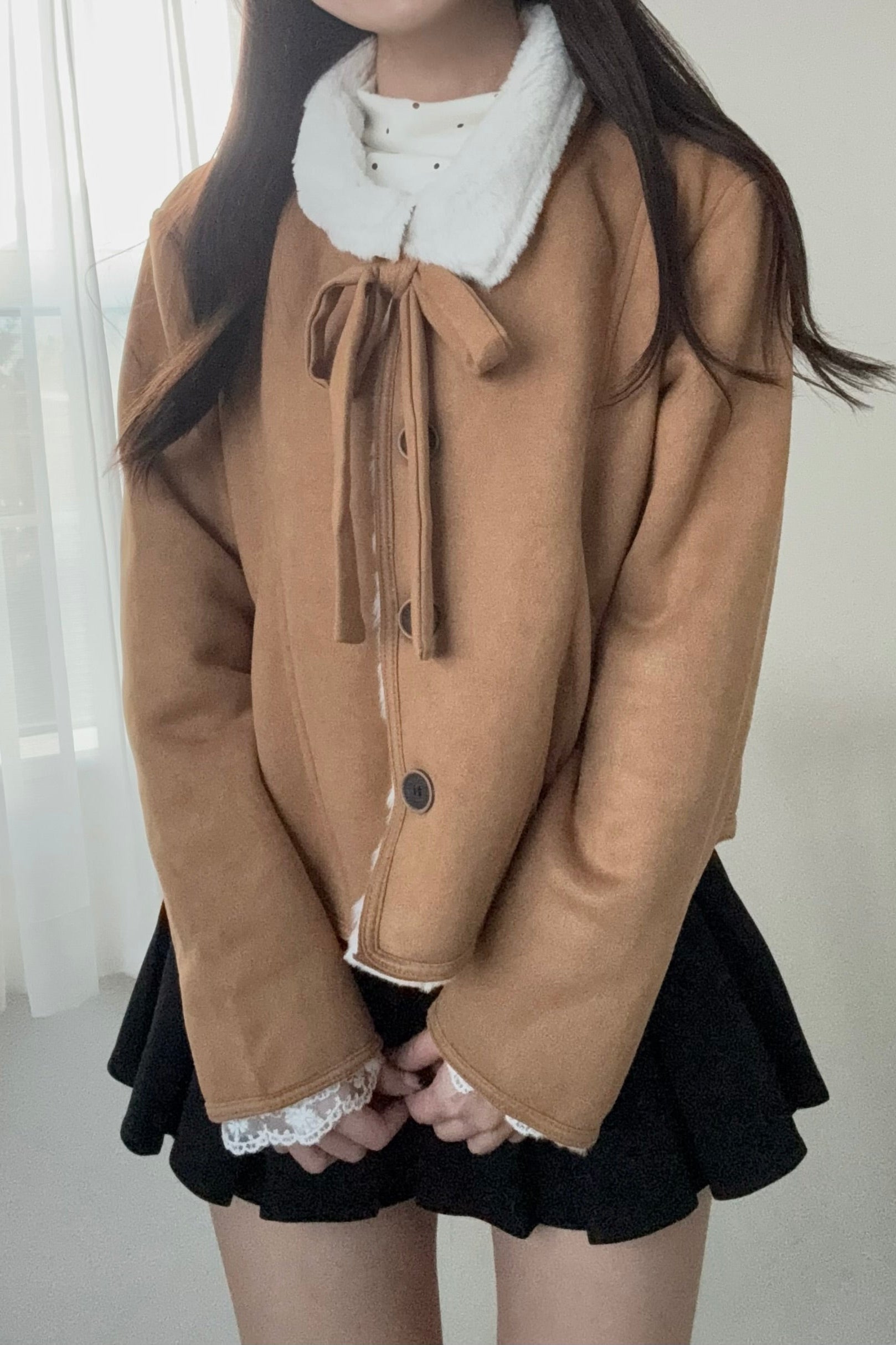 リボンムートンショートコート KR30437